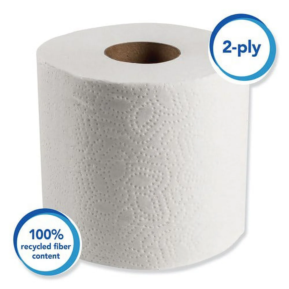 Scott 13217 Essential 100 Percent Recycled Fiber Standard Roll Bathroom Tissue - 506 Sheets Per Roll - 80 Per Carton