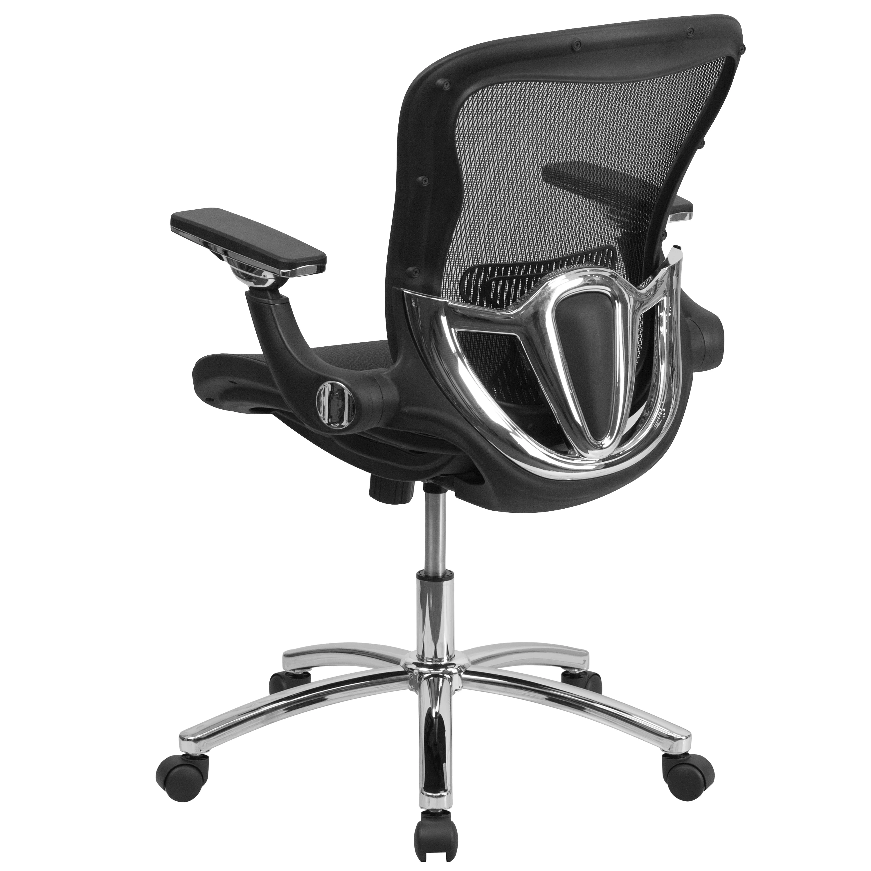 Emma + Oliver Mid-Back Transparent Black Mesh Synchro-Tilt Swivel Ergonomic Office Chair