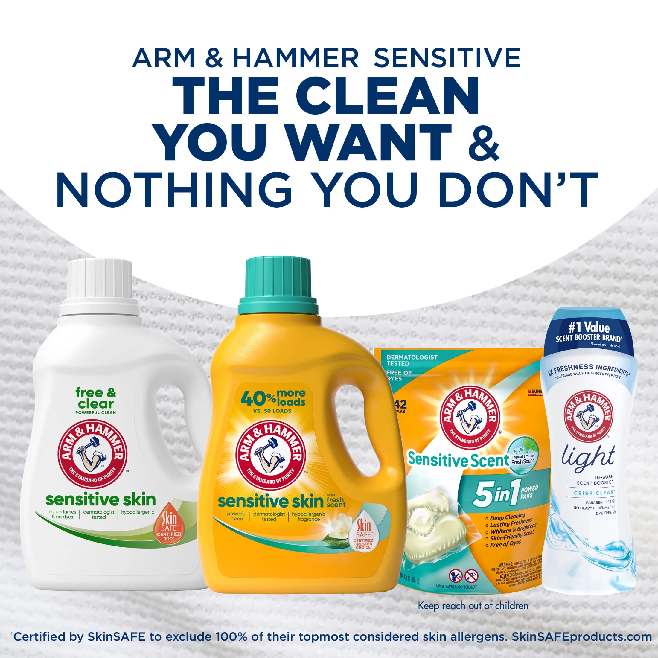 ARM & HAMMER Sensitive Skin Free  Clear, 170 Loads Liquid Laundry Detergent, 170 Fl oz