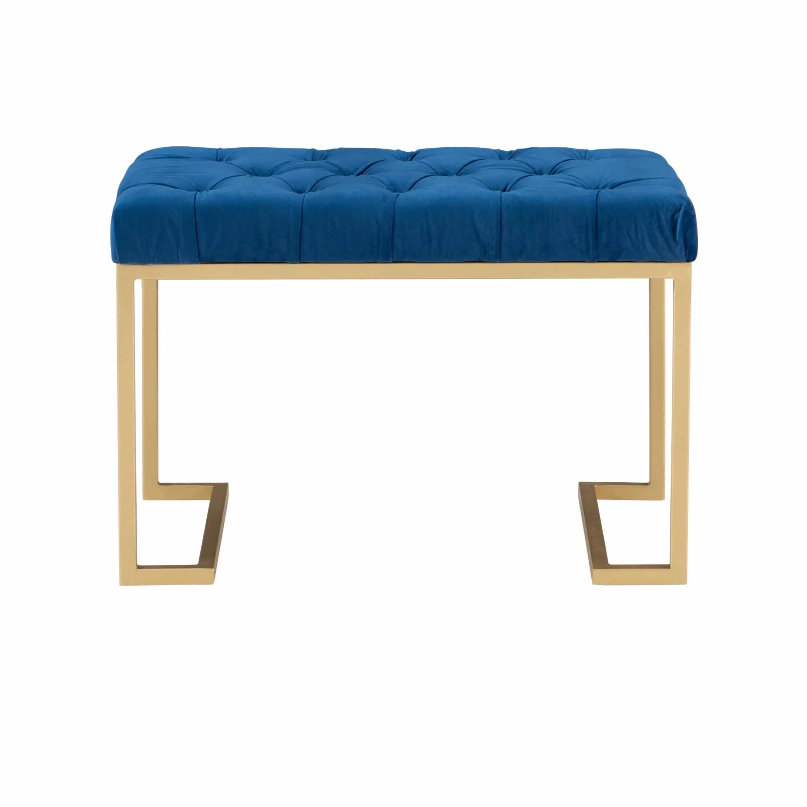 Powell Baileigh Bench - Gold with Navy Velvet Fabric