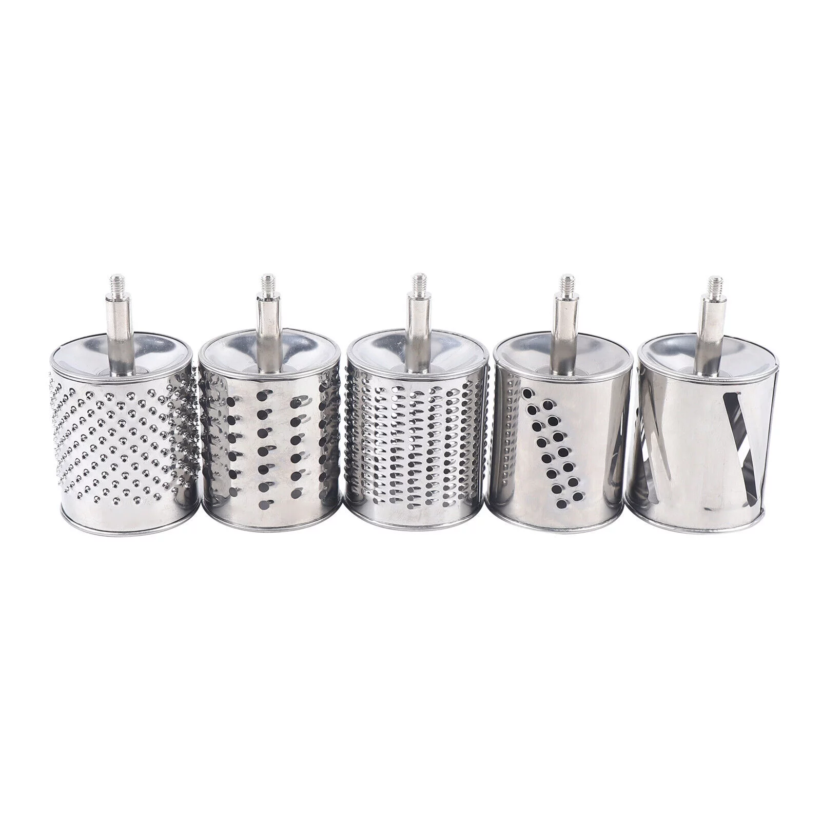 ZhdnBhnos Kitchen Food Rotary Grater Drum Slicer Grinding Tool Vegetable Shredder Grinder with 5 Blades Stainless Steel
