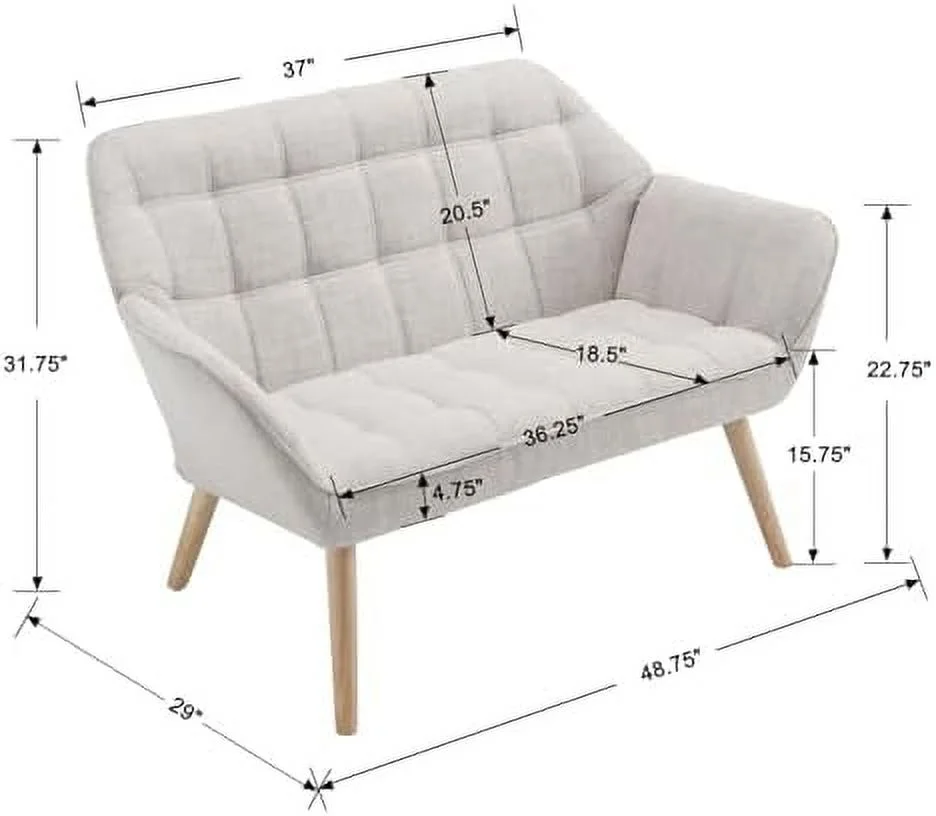 NTTBOBOEC Small Loveseat for Bedroom 2-Seat Mini Sofa Couch with Wingback and Wood Legs for Living Room Apartment Small Space Fluffy Love Seat  Pink Linen