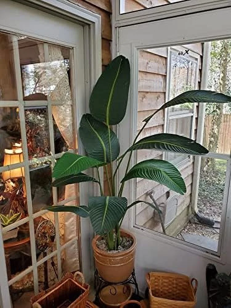 One 5 Foot Artificial Silk Bird of Paradise Palm Tree Potted Plant