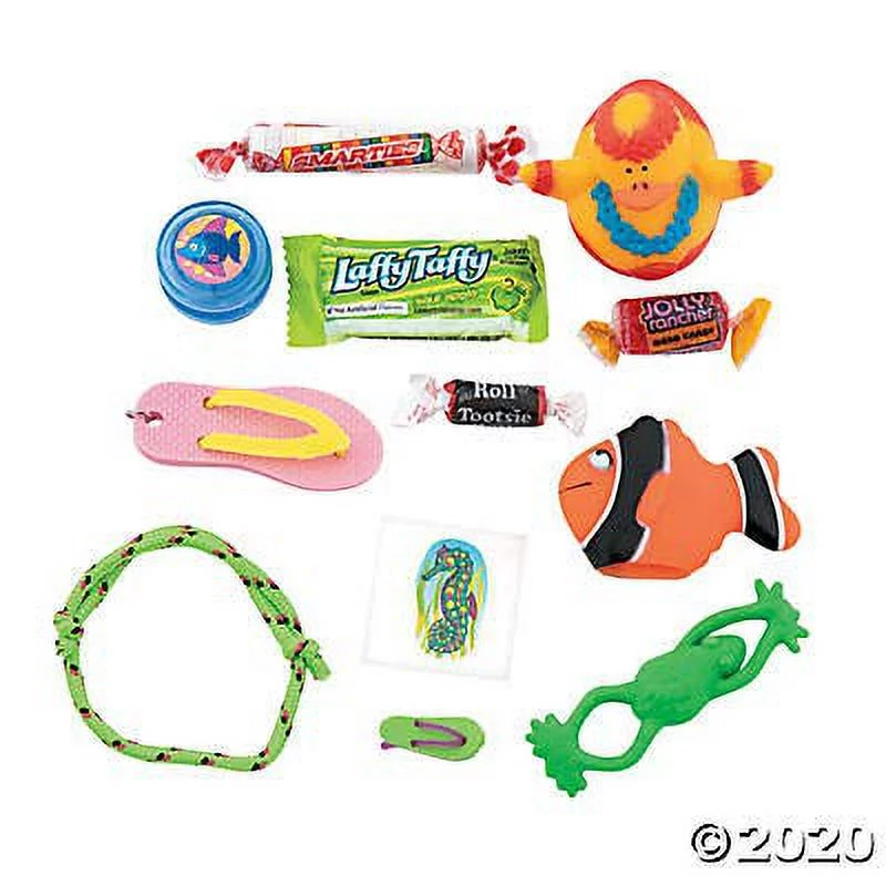 TROPICAL PINATA TOY & CANDY ASSORTMENT - Edibles - 100 Pieces