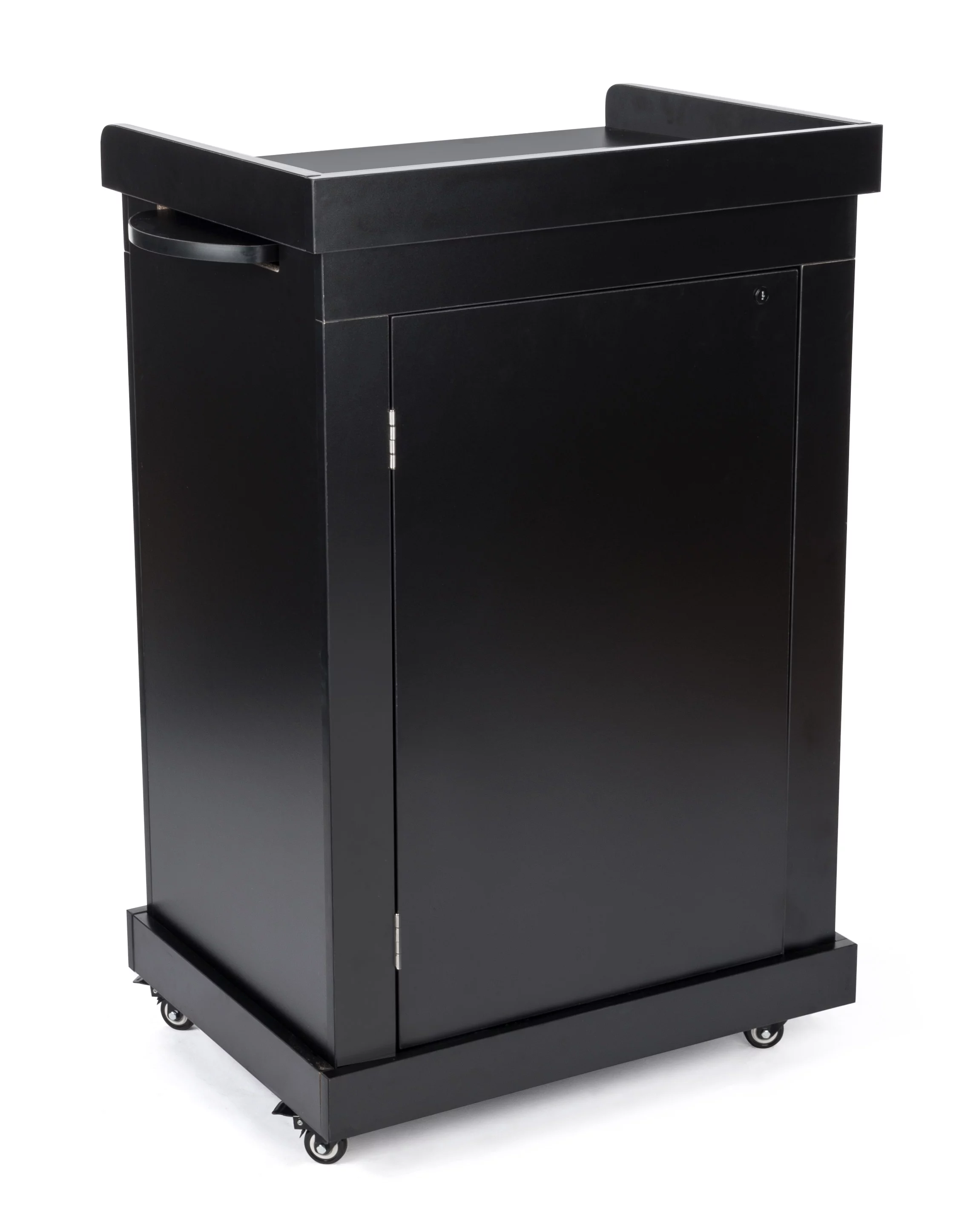 Displays2go Rolling Podiums with Adjustable Shelves ? Black (OLILCTMMSBK)