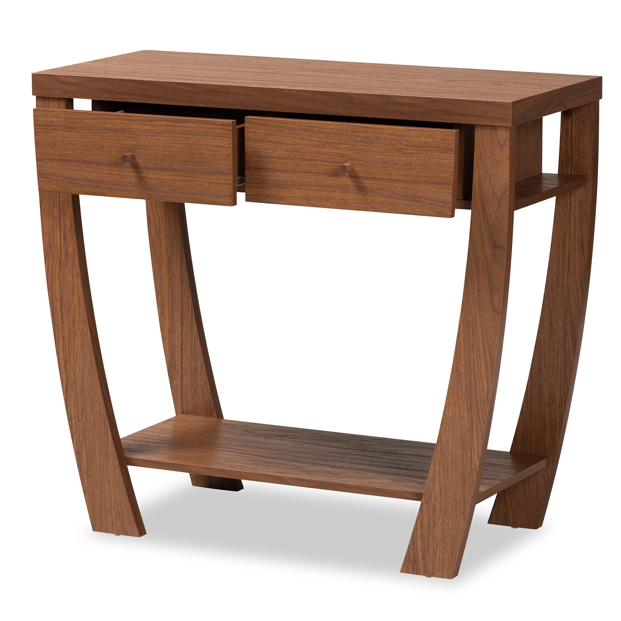 Baxton Studio Capote Modern Wood 2 Drawer Console Table, Walnut