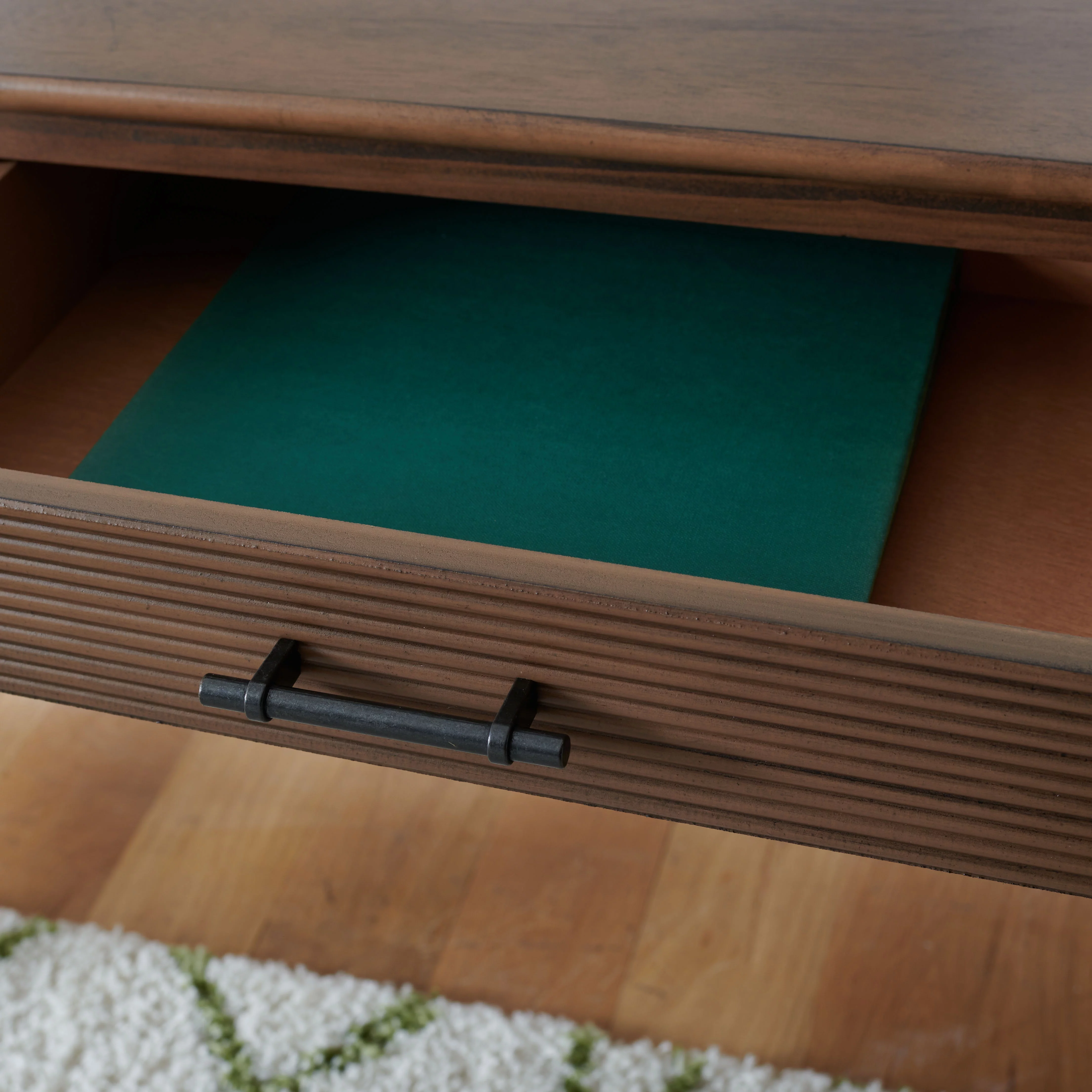 SAFAVIEH Layce Solid Retro 2 Drawer Writing Desk, Brown