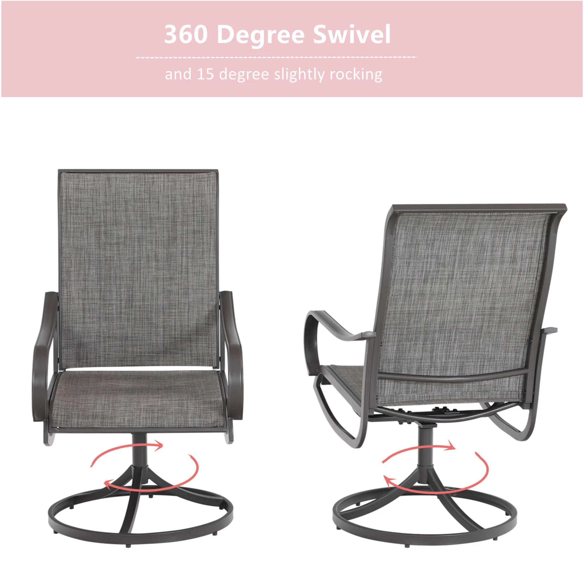 Sophia & William 6Pcs Patio Dining Swivel Chairs Set with Brown Steel Frame