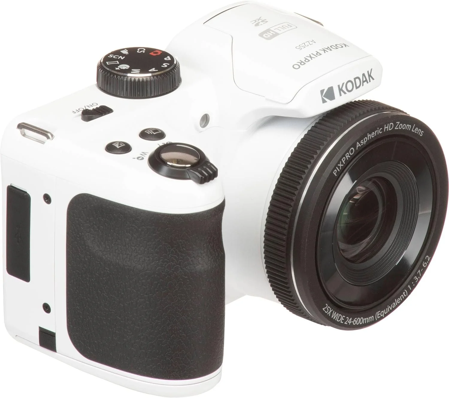 Kodak PIXPRO White AZ255 16MP Digital Camera 25X Optical Zoom 24mm Wide Angle Lens Optical Image Stabilization 1080P Full HD Video 3