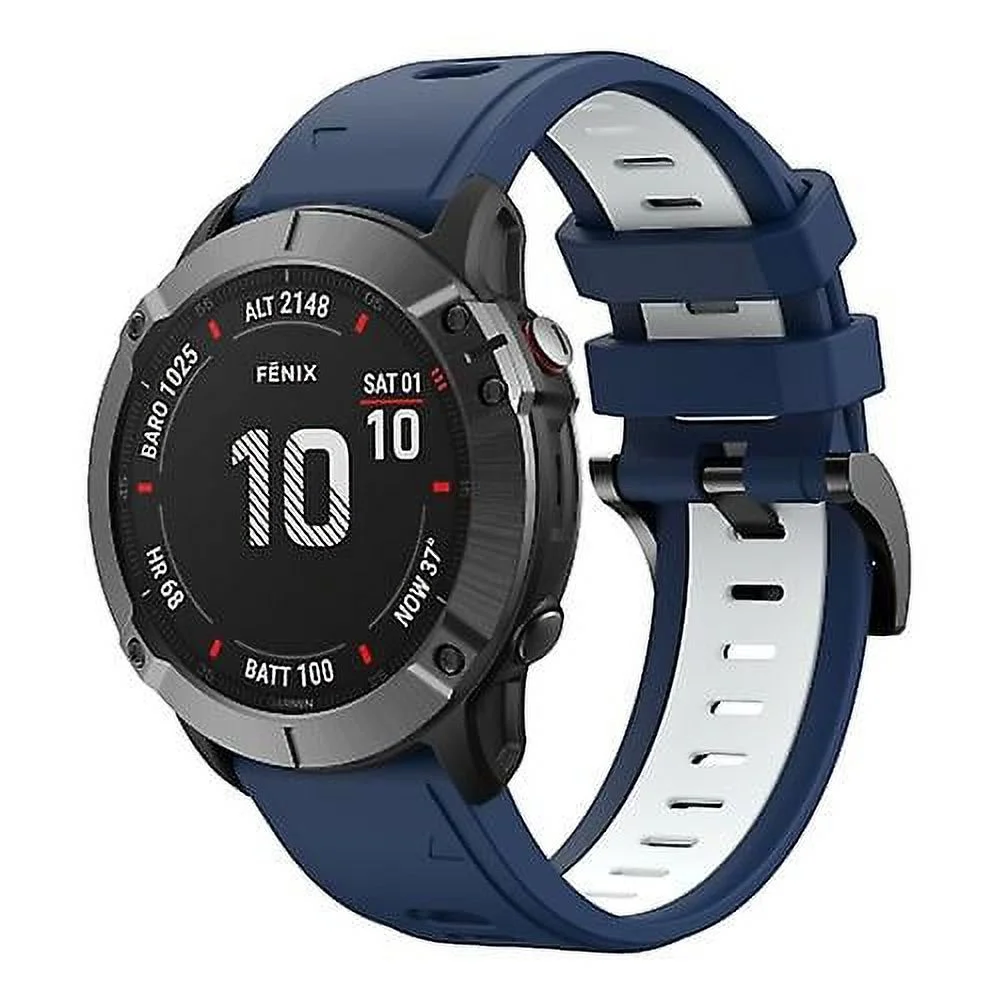 For Garmin Fenix 6 Pro Gps 22mm Two-color Sports Silicone Watch Band