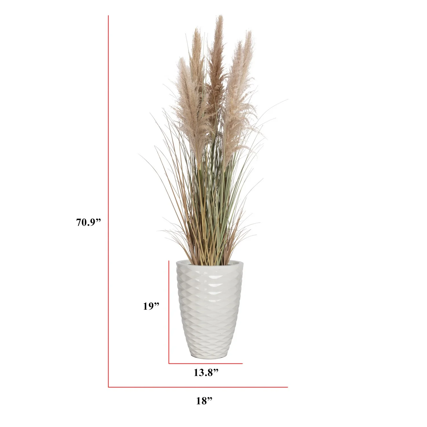 Tall Faux Pampas Grass | 70.9” Tall grass in planter | Vintage Home