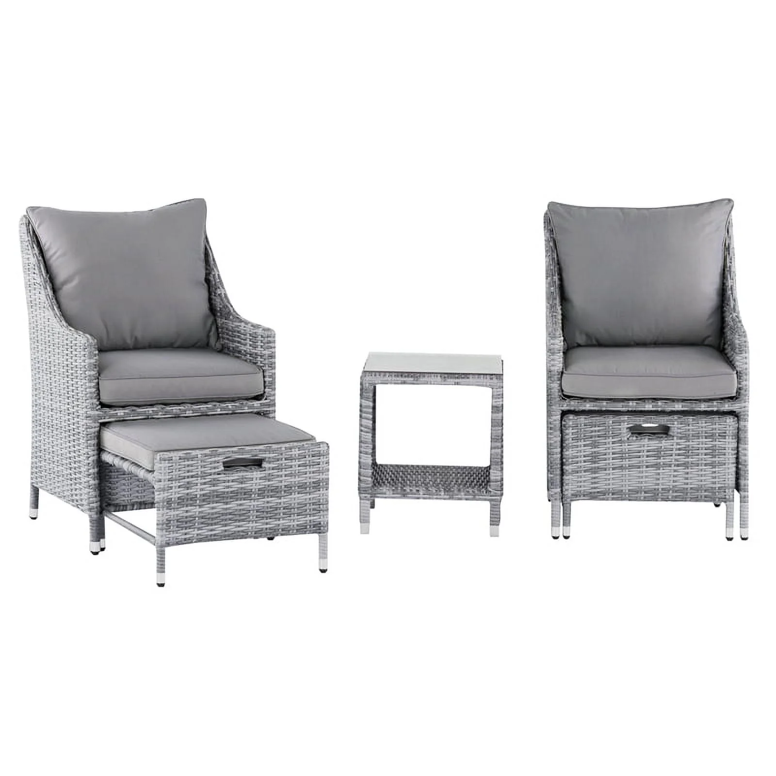 Afuera Living 5-Piece Wicker / Rattan Outdoor Seating Set in Gray