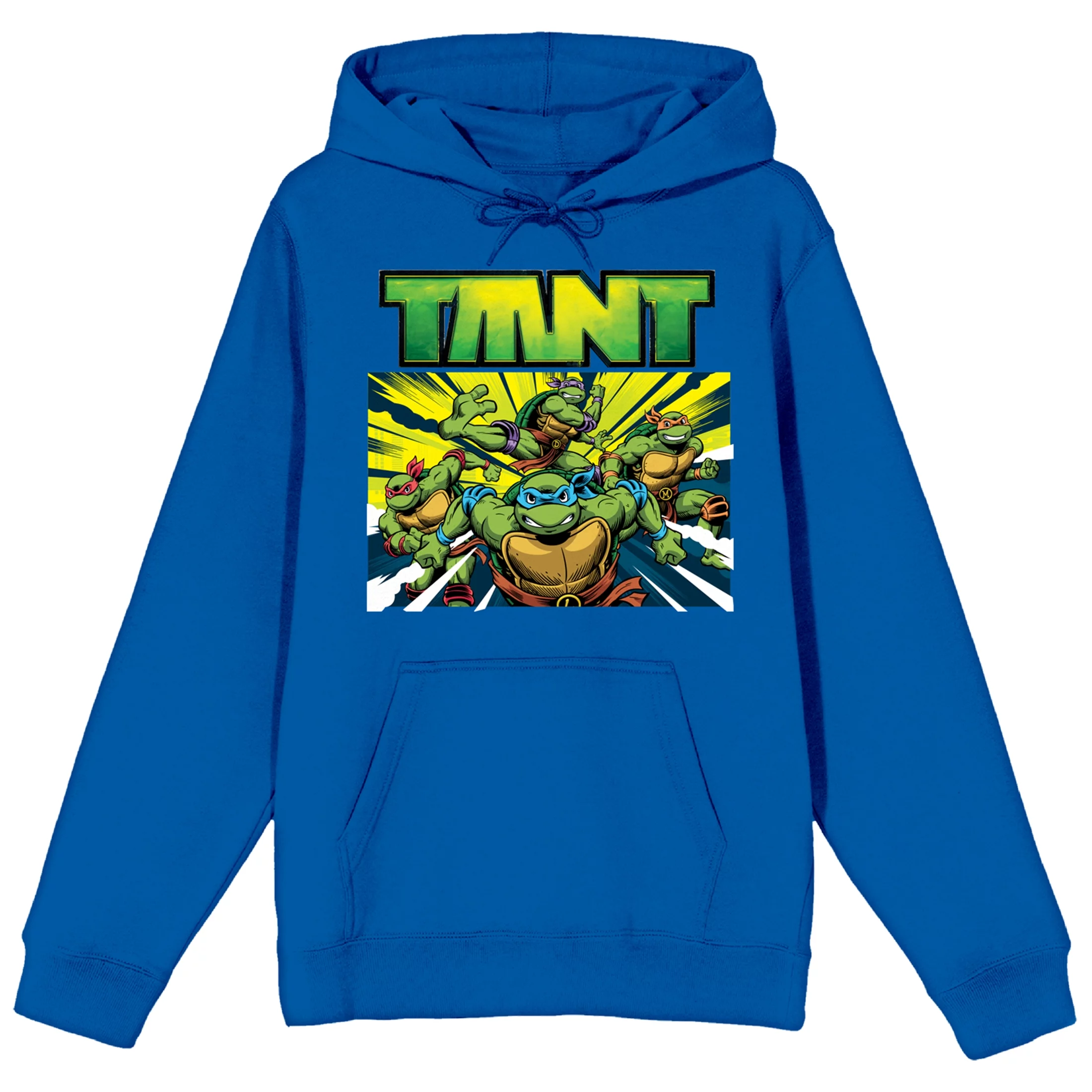 World Of TMNT Group Shot Long Sleeve Royal Blue Adult Hooded Sweatshirt-Medium