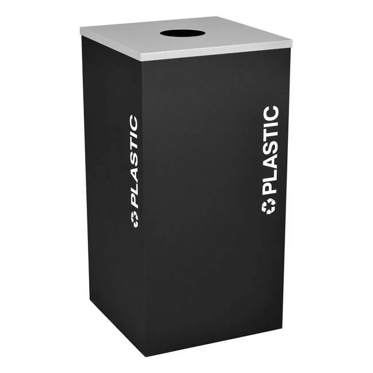 Square Recycling Receptacle with Plastic Decal - Black Texture