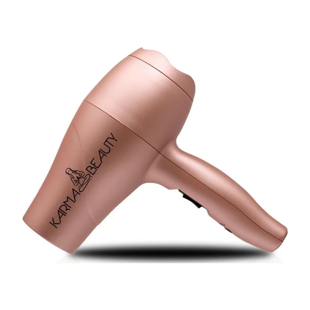 Karma Beauty | Travel Blow Dryer | Mini | Diffuser and Concentrator Attachments | Hi & Low Settings | Dual Voltage for Worldwide Use | Negative Ion Technology | Rose Gold