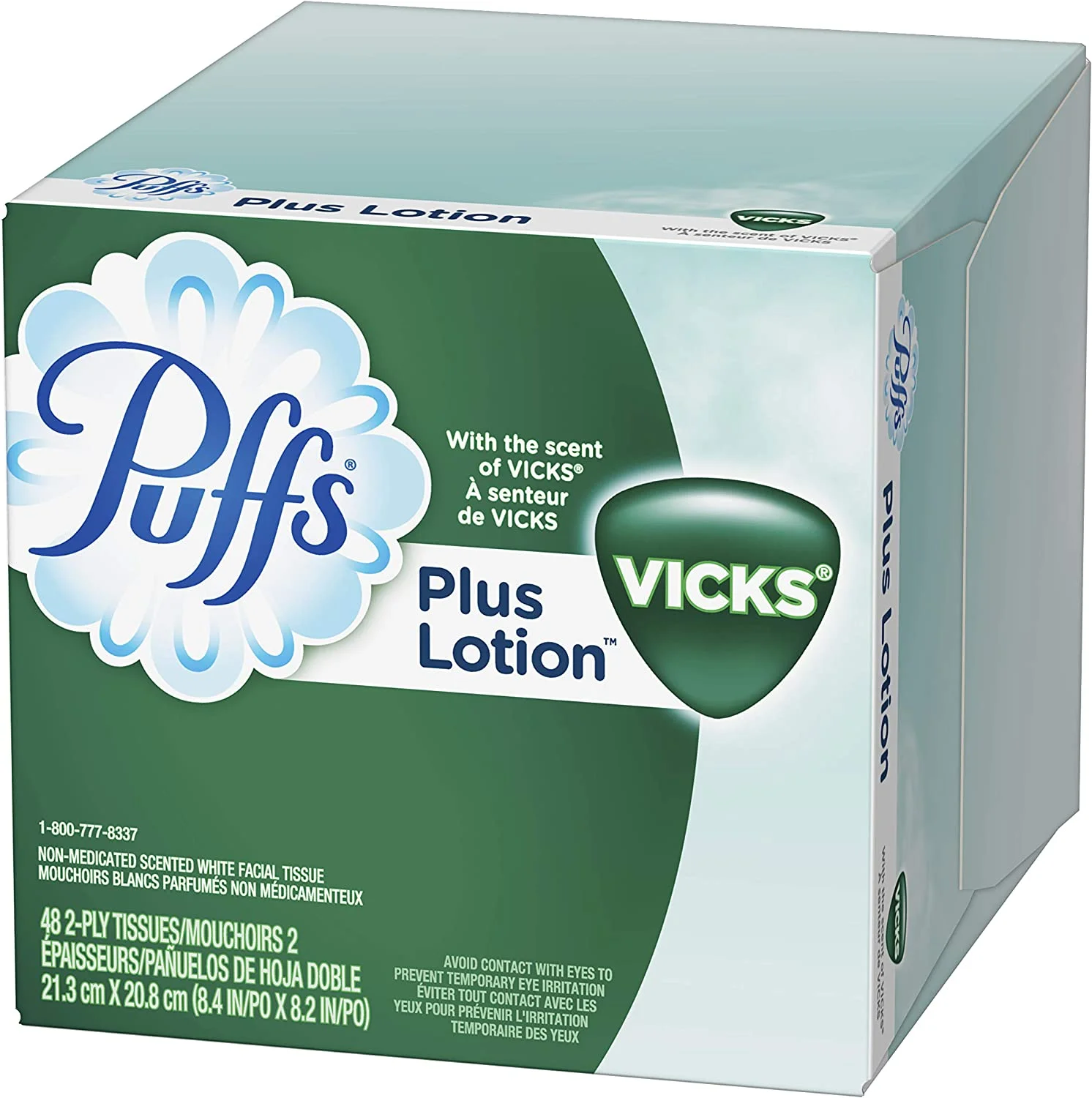 Puffs Plus Lotion with the Scent of Vick's Facial Tissues, 1 Cube, 48 Paper Tissues per Cube