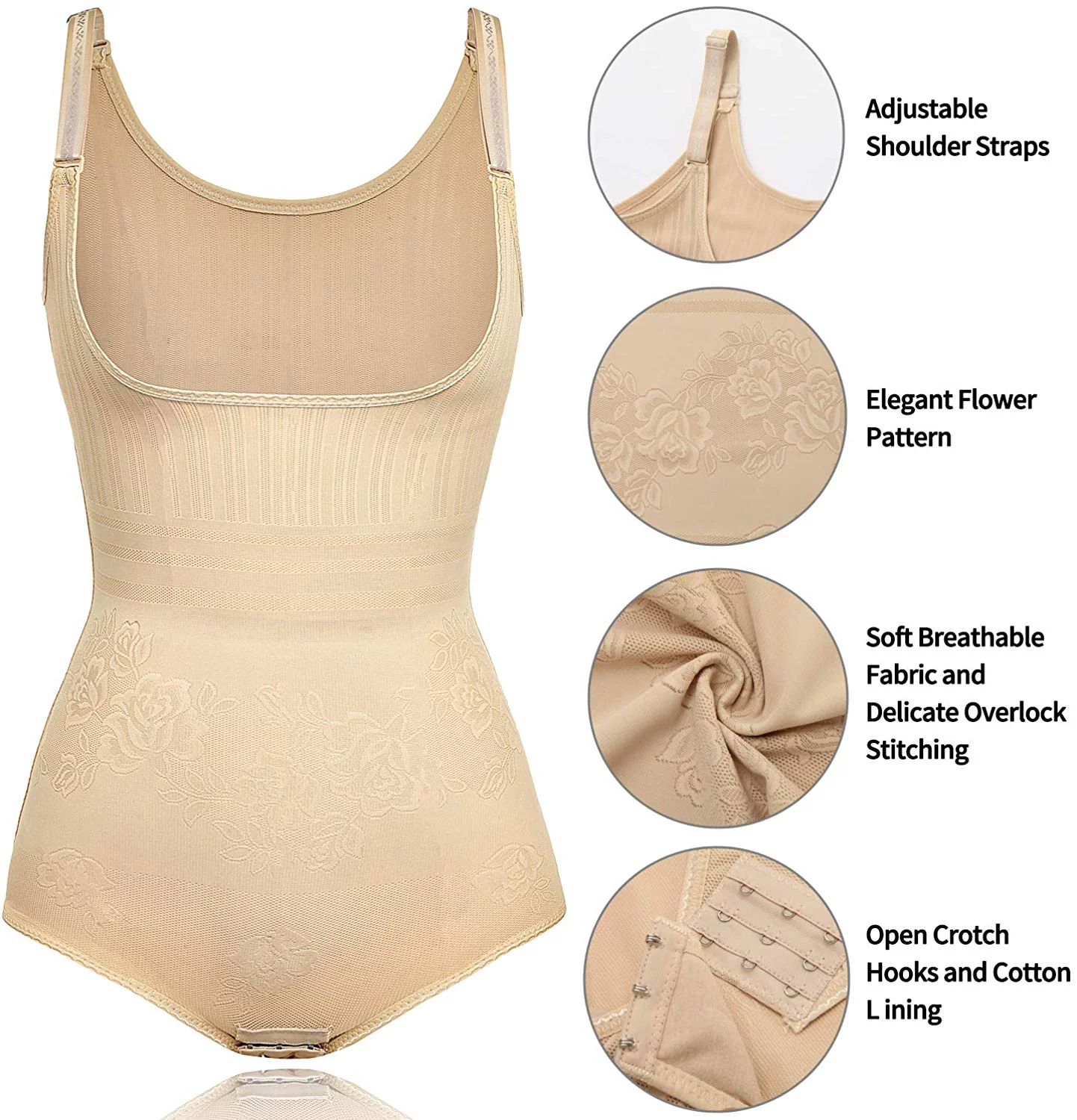 VASLANDA Women Waist Trainer Bodysuit Fajas Postparto Slim Full Body Shapewear Tummy Control Corset