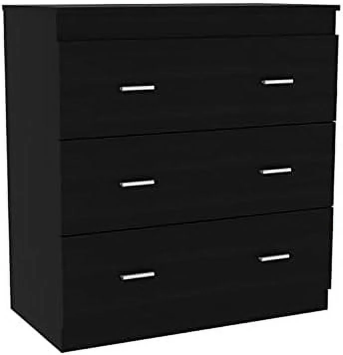HBLUKDL Capri Three Drawer Dresser   Top  Metal Handles  White