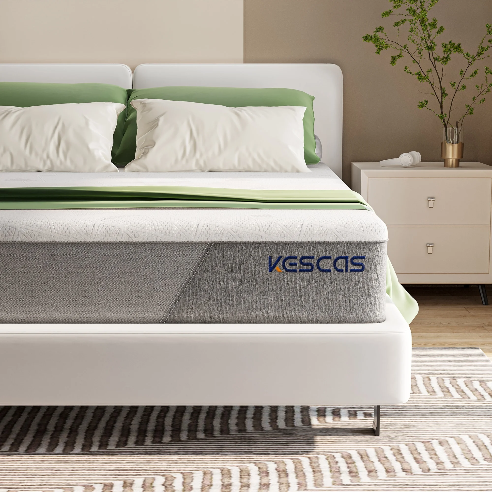 Kescas  10 Inch Bamboo Charcoal Cooling Gel Memory Foam Spring Hybrid Mattress Full