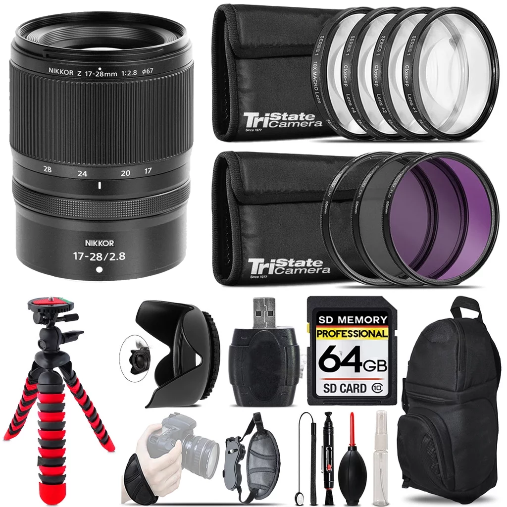 Nikon NIKKOR Z 17-28mm f/2.8  Lens+ Macro Filter Kit & More - 64GB Accessory Kit