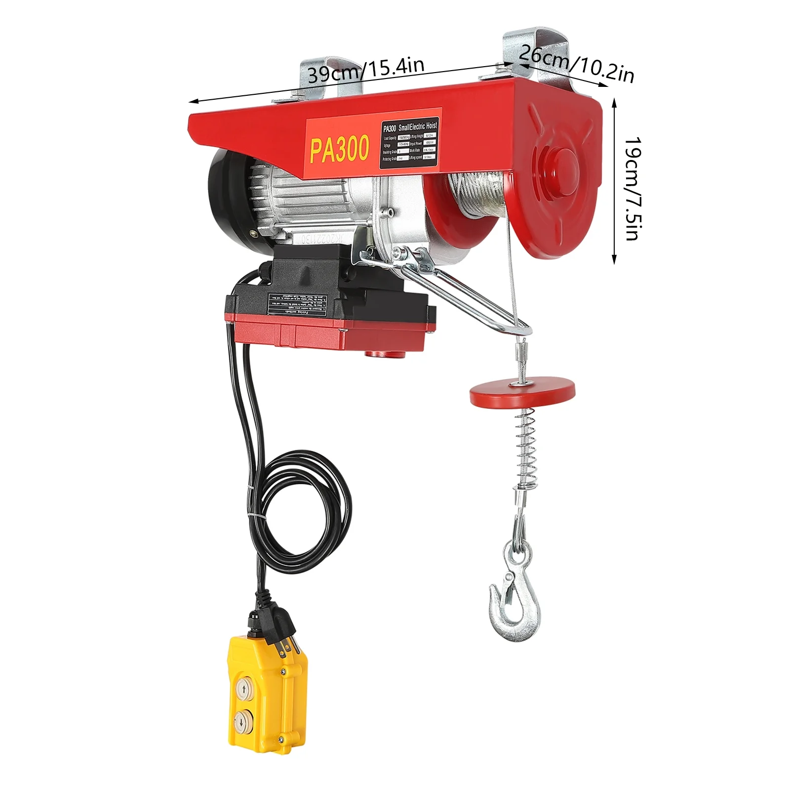 Wireless 2in1 Electric Hoist with 660 LBS Capacity - Remote Control & Single/Double Slings - Steel Electric Winch - 110V Electric Lift for Factories, Warehouses, Construction Sites