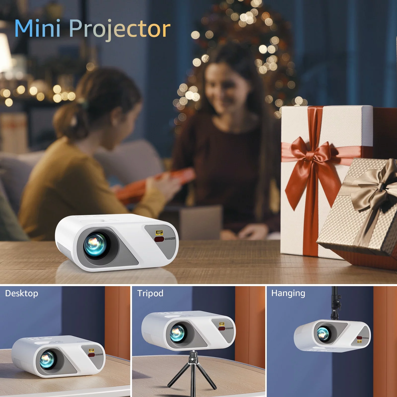 Roconia 5G Wifi Mini Projector with Bluetooth 5.1& 100