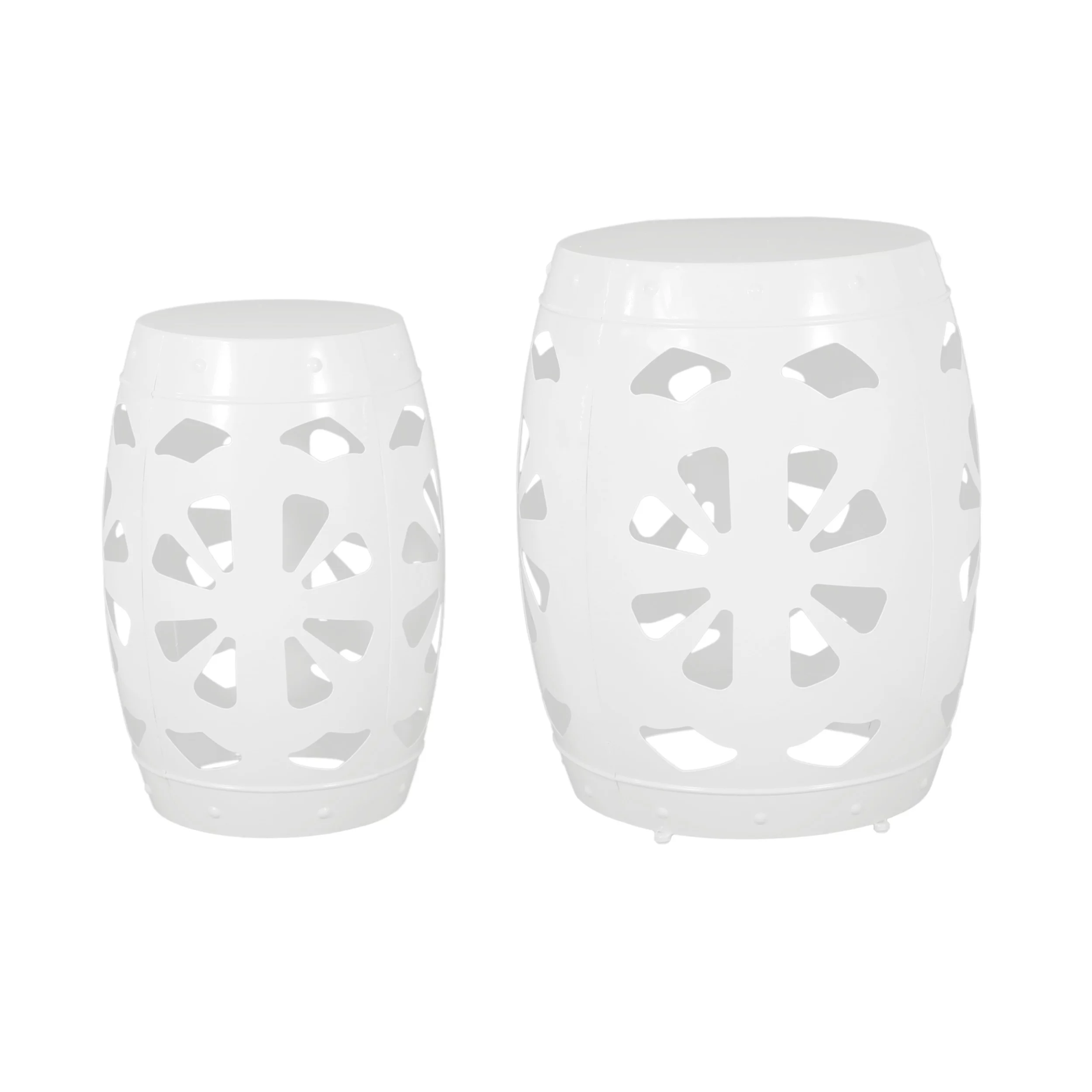 Burkehaven Metal Outdoor Side Tables, Set of 2, White