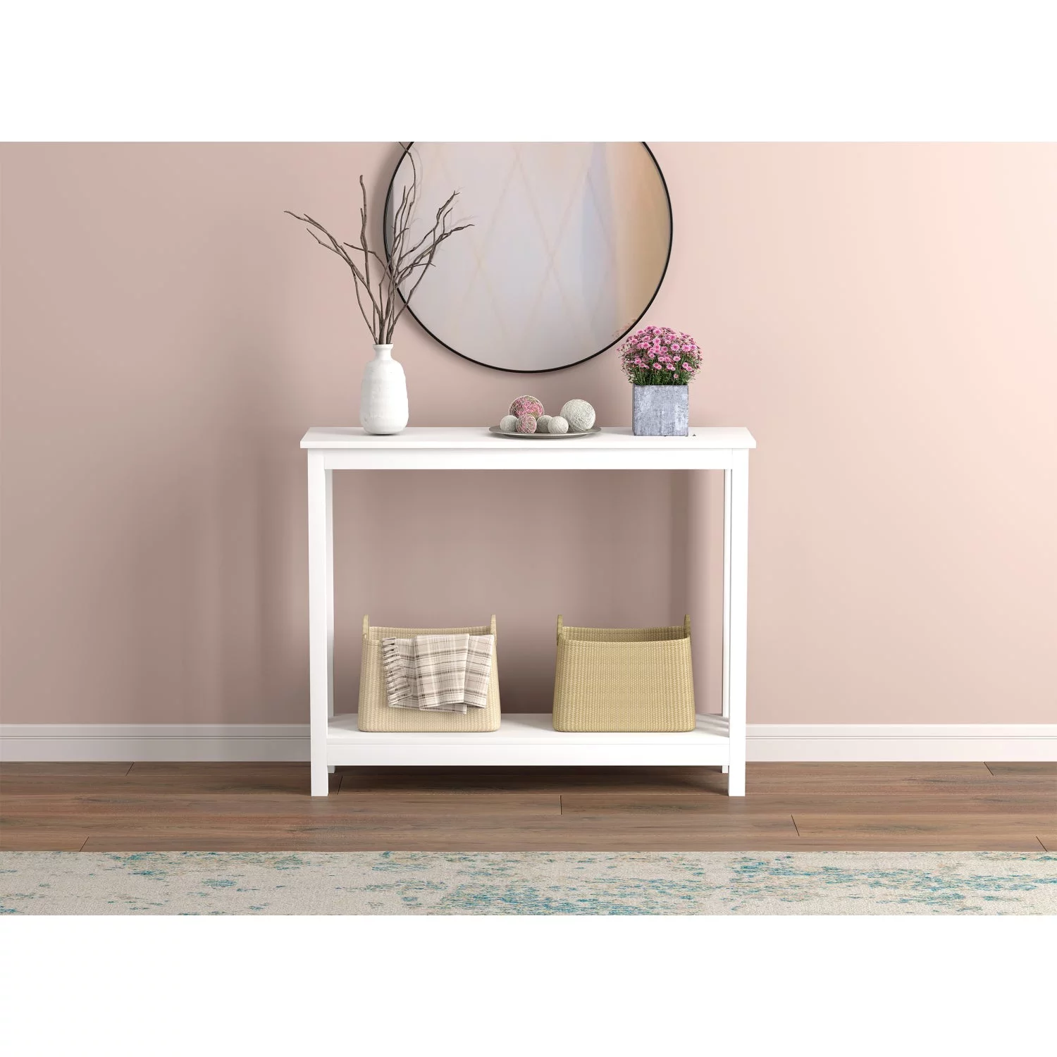 Console Sofa Table White 1 Shelf