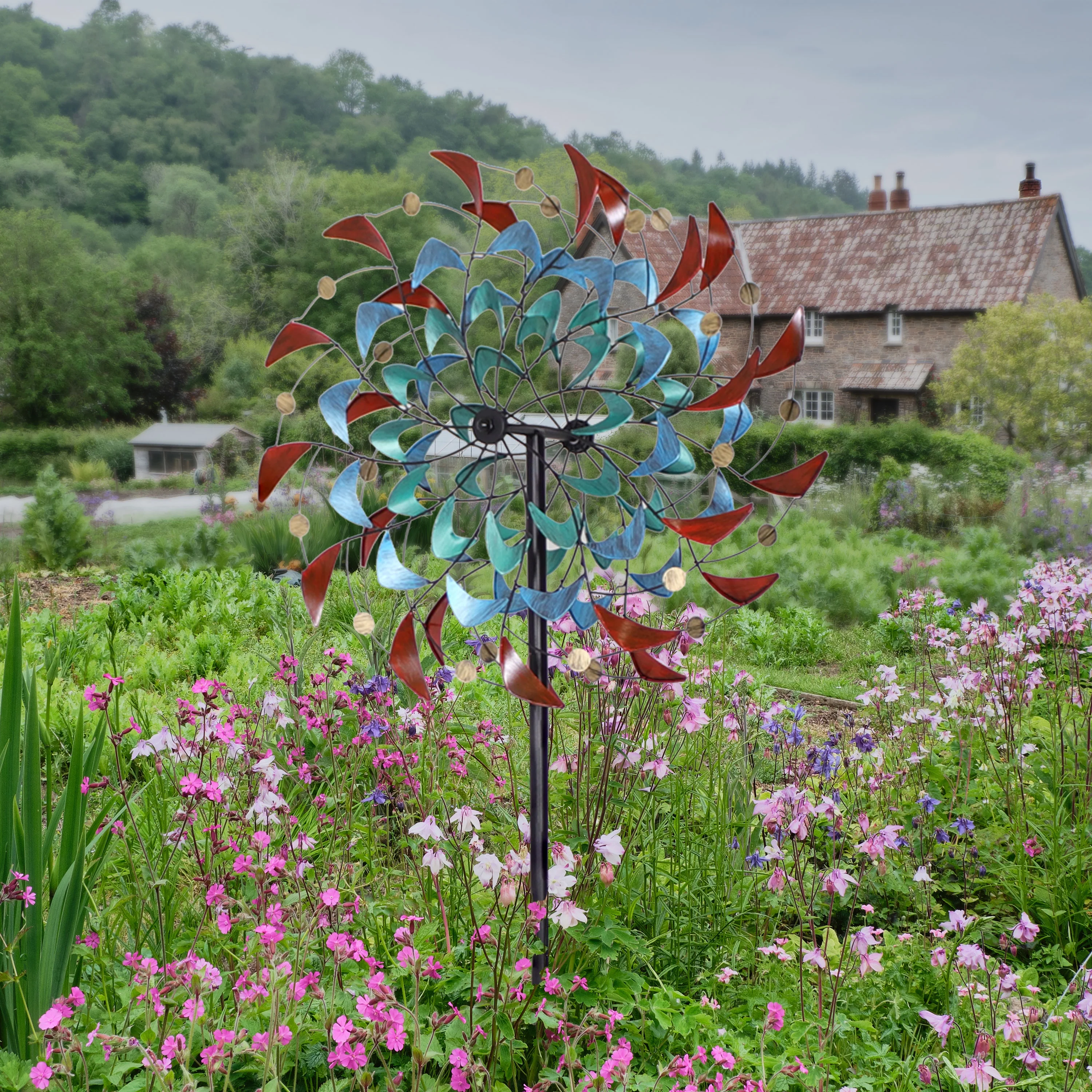 Sunnydaze Rainbow Breezes Metal Garden Wind Spinner - 84