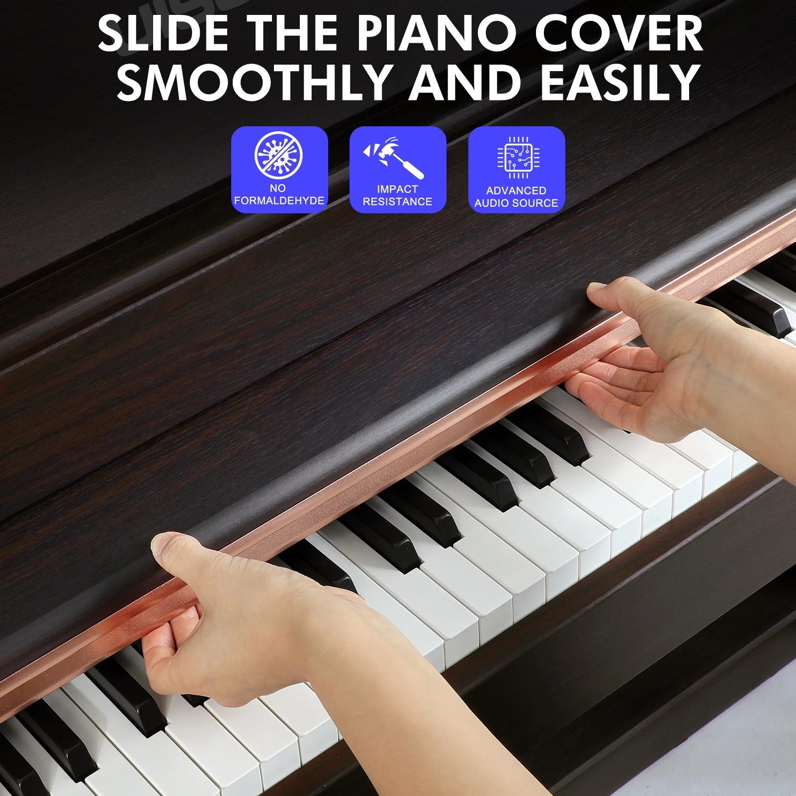 UMP-200 88 Key Weighted Action Digital Piano - with Furniture Cabinet Stand, Power Adapter，Triple Pedals，MP3 Function - Rosewood Vintage Style for Home Decoration