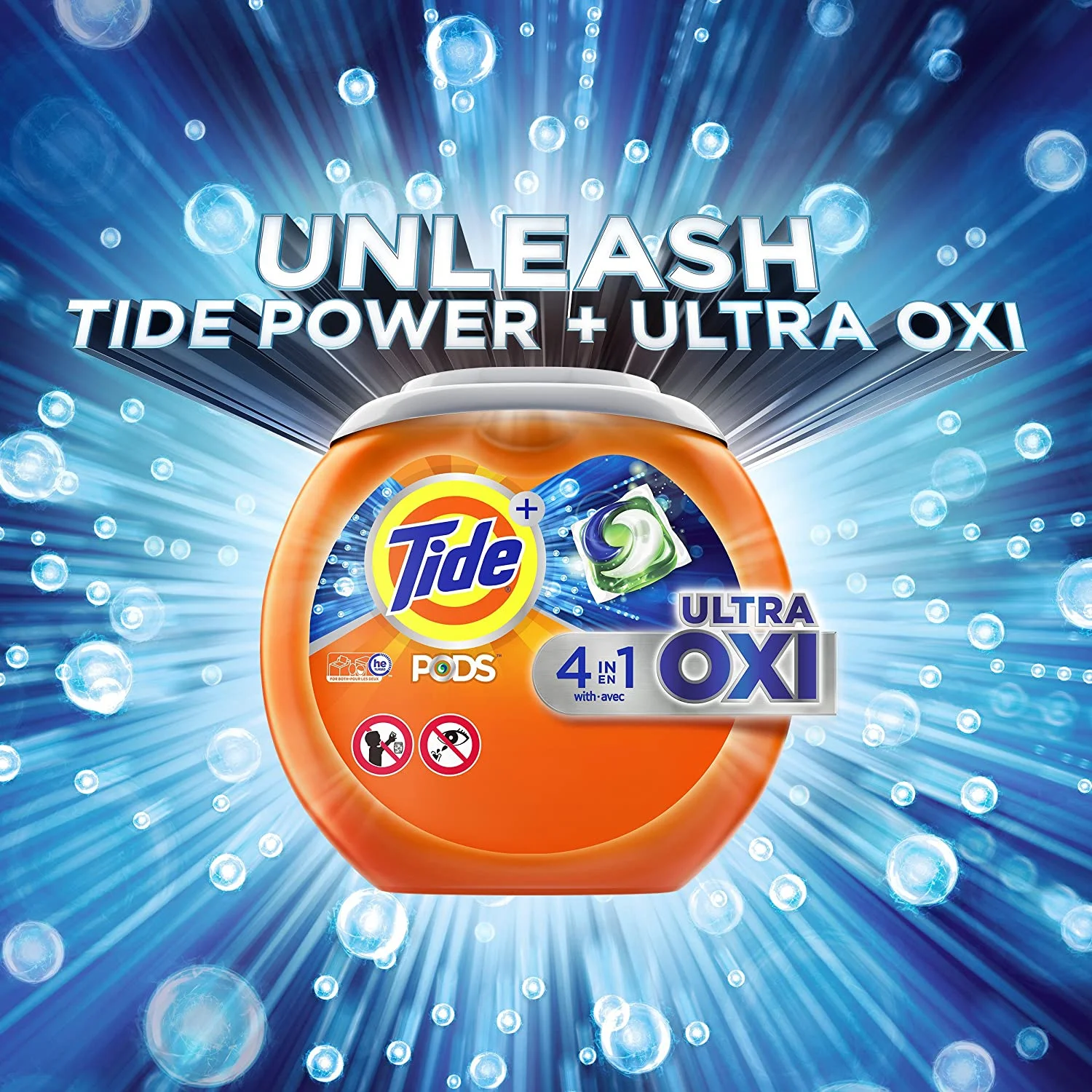 Tide Pods Ultra Oxi Liquid Laundry Detergent Pacs, 73 Count, Packaging May Vary