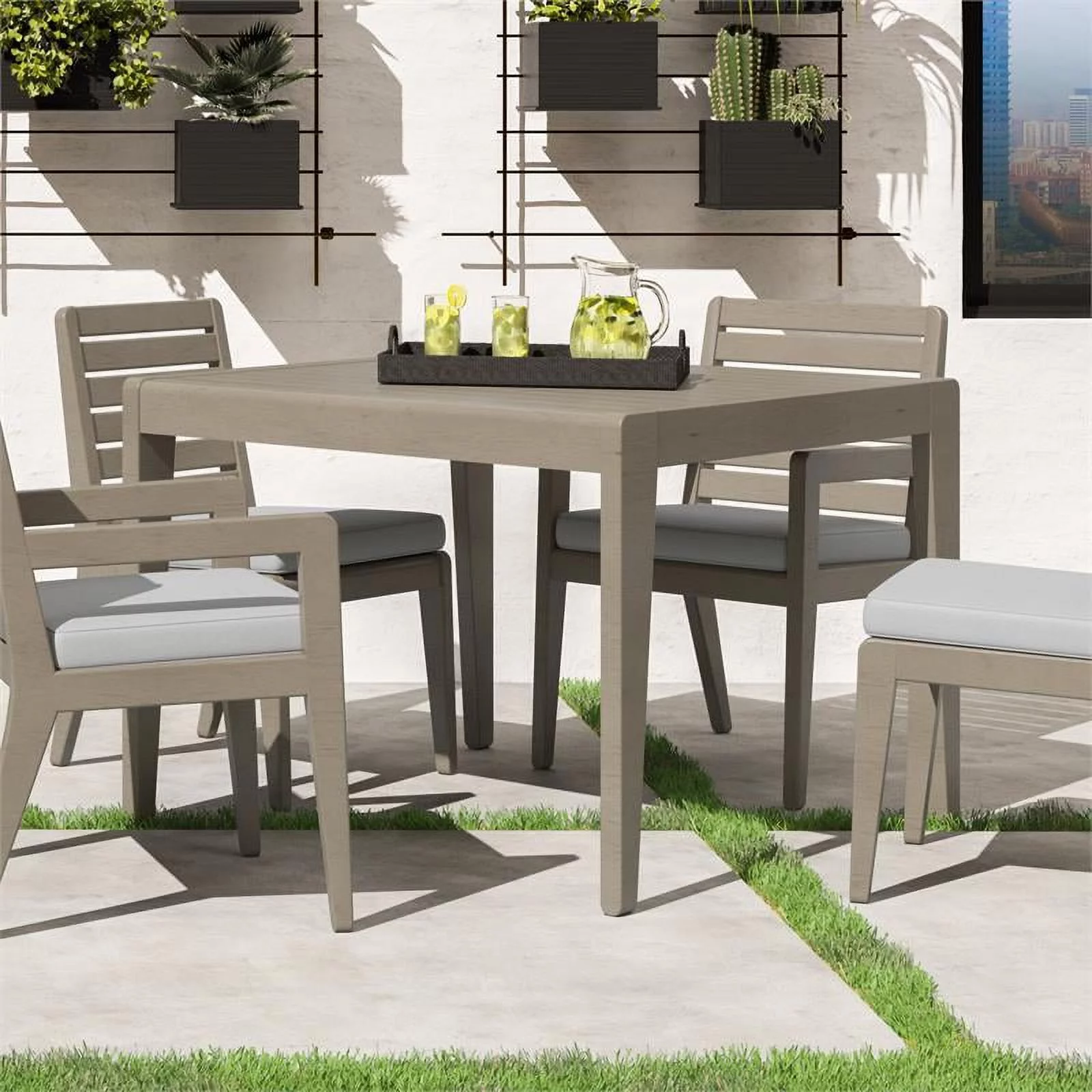 Afuera Living Traditional Sustain Wood Outdoor Dining Table in Gray