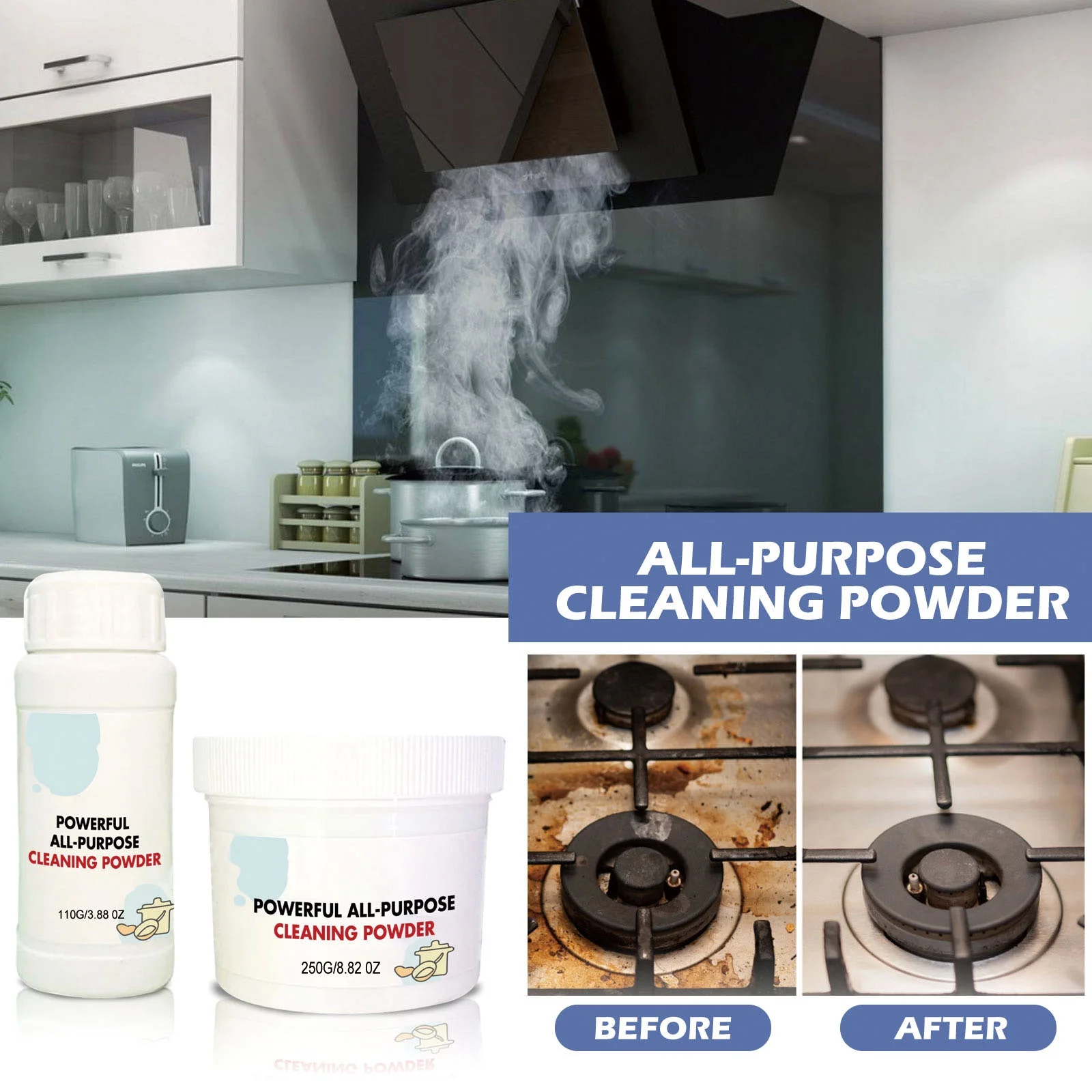 Powder Super-Clean Active Cleaner, Cleaner Powder, 3-In-One All Purpose Cleaner Powder & Degreaser Powder, All Purpose Cleaner Powder (3.88oz+8.82oz)