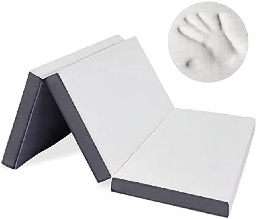 TJUNBOLIFE Luxury 6\u201D Memory Foam Trifold Mattress | Queen  Portable Space Saver  Firm  CertiPUR- Certified | Washable  Jacquard Ventilated  w/Non-Slip Base | 78\u201DL x 58\u201DW x