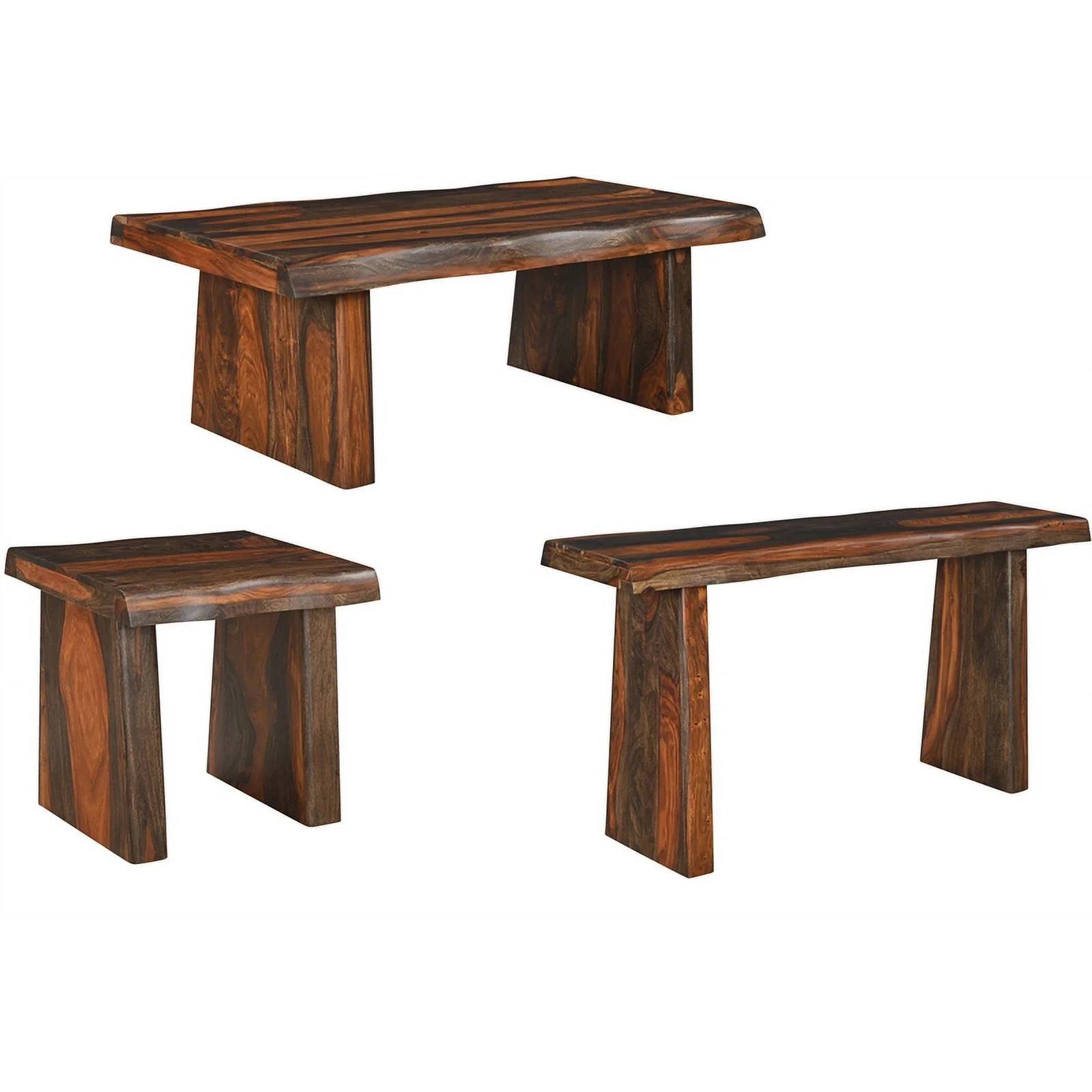 Taran Designs Darcy Live Edge Solid Wood Console Table in Dark Brown