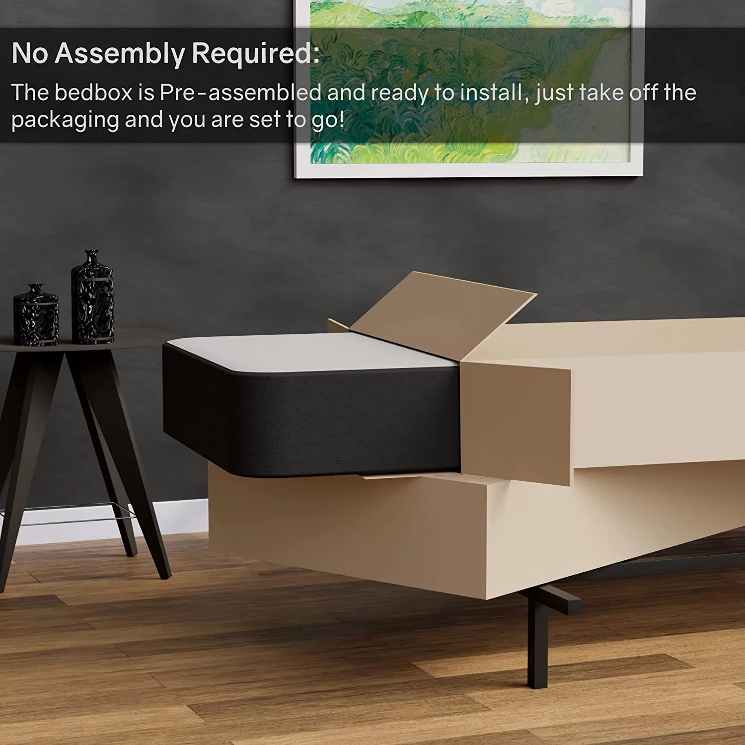 YILAN Wood Split Low Profile Traditional 4-inch Fully Assembled Foundation Set-Strong Structure – Luxurious Durable Bedding Twin Mattress Box Springs – Black