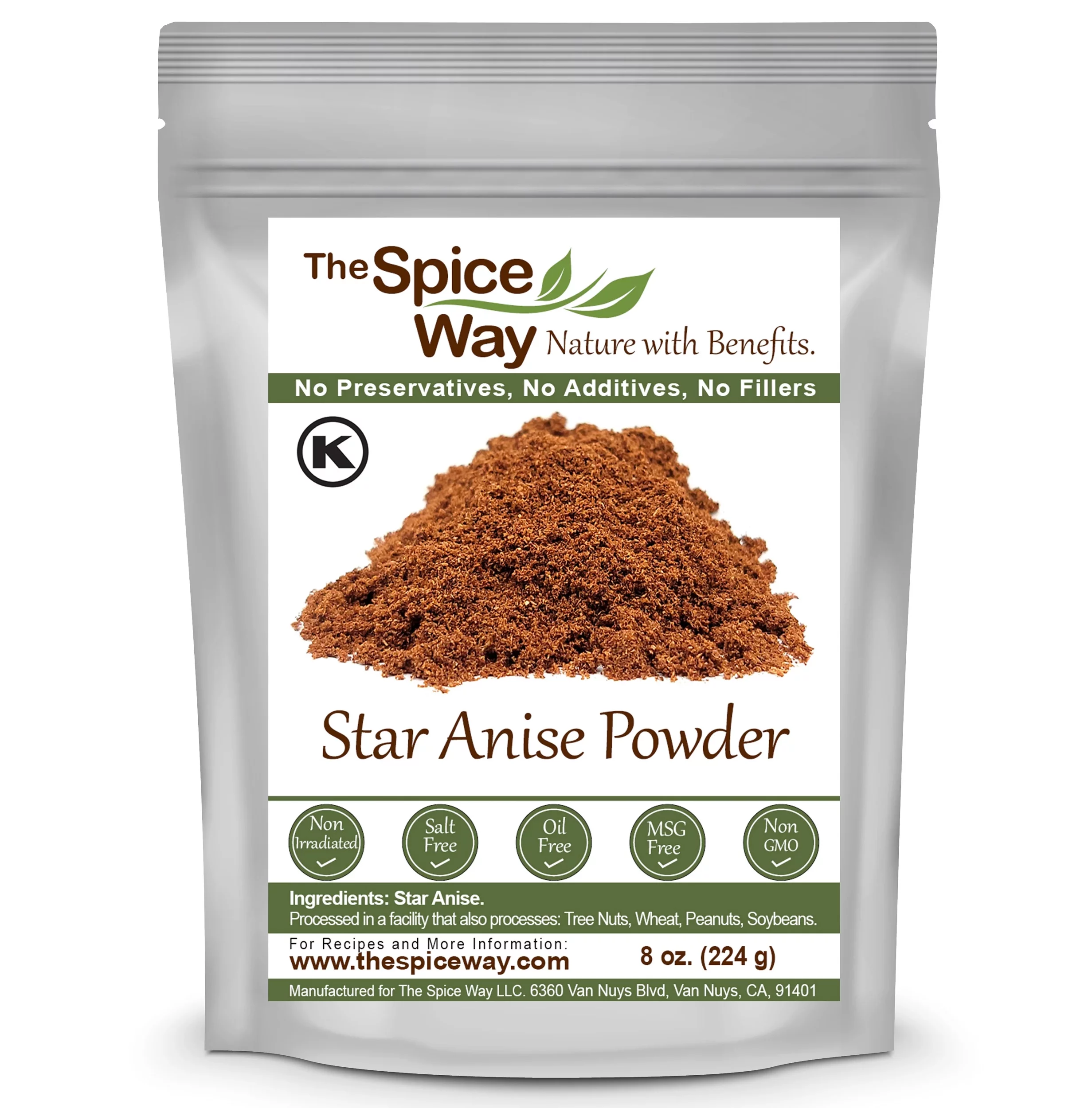 The Spice Way Star Anise Powder – Oriental & Middle Eastern Cuisine – 100% Natural - Resealable Pouch – 8 oz.