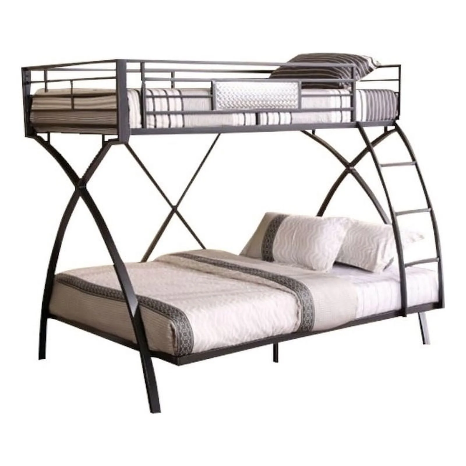 Bowery Hill Contemporary Metal Twin Over Full Bunk Bed in Silver