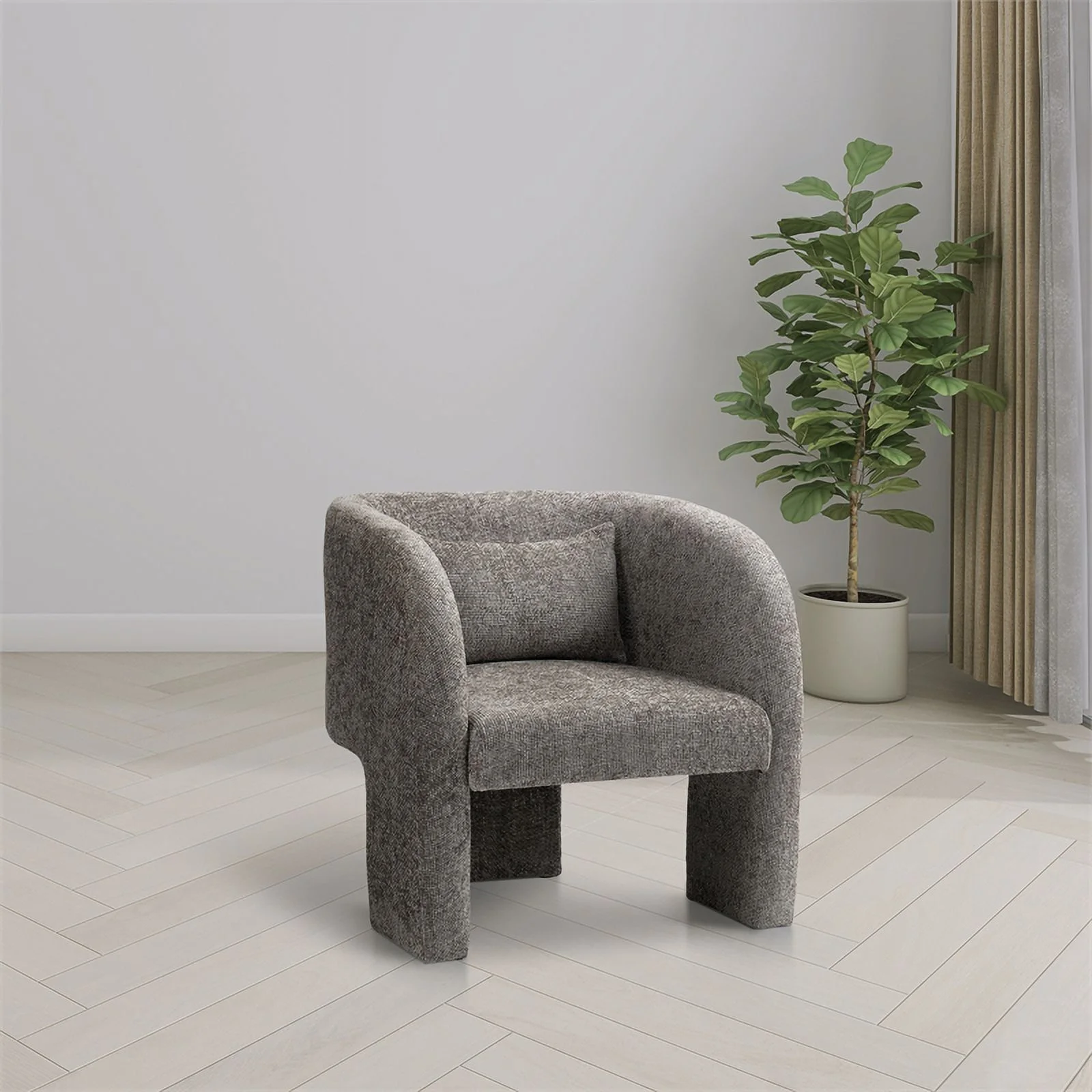 Meridian Furniture Sawyer Grey Chenille Fabric Accent Chair