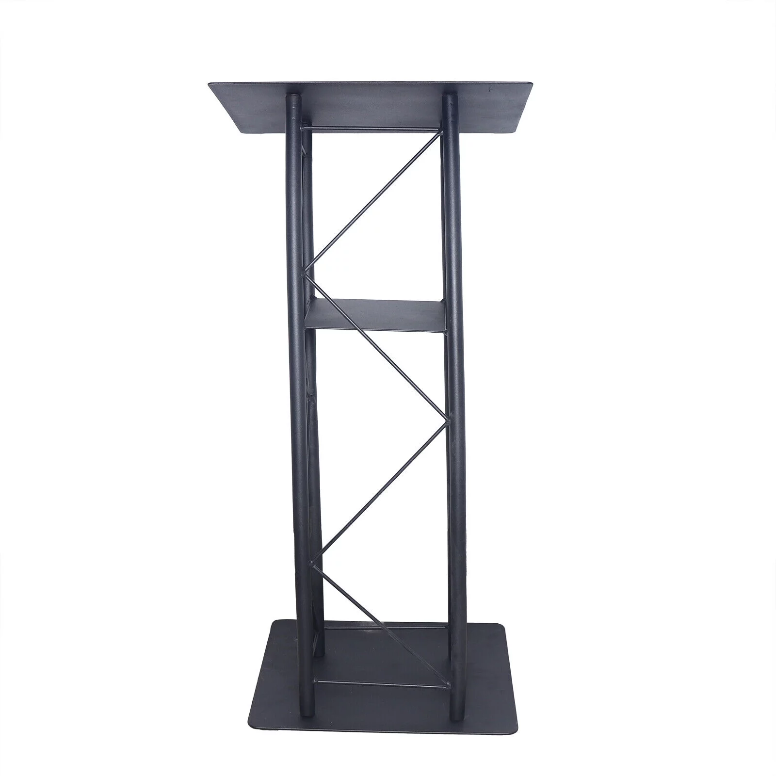 Lecture Speaking Stand Black Wrought Iron Curved Church Podium Truss Metal Wood Pulpit Presentation