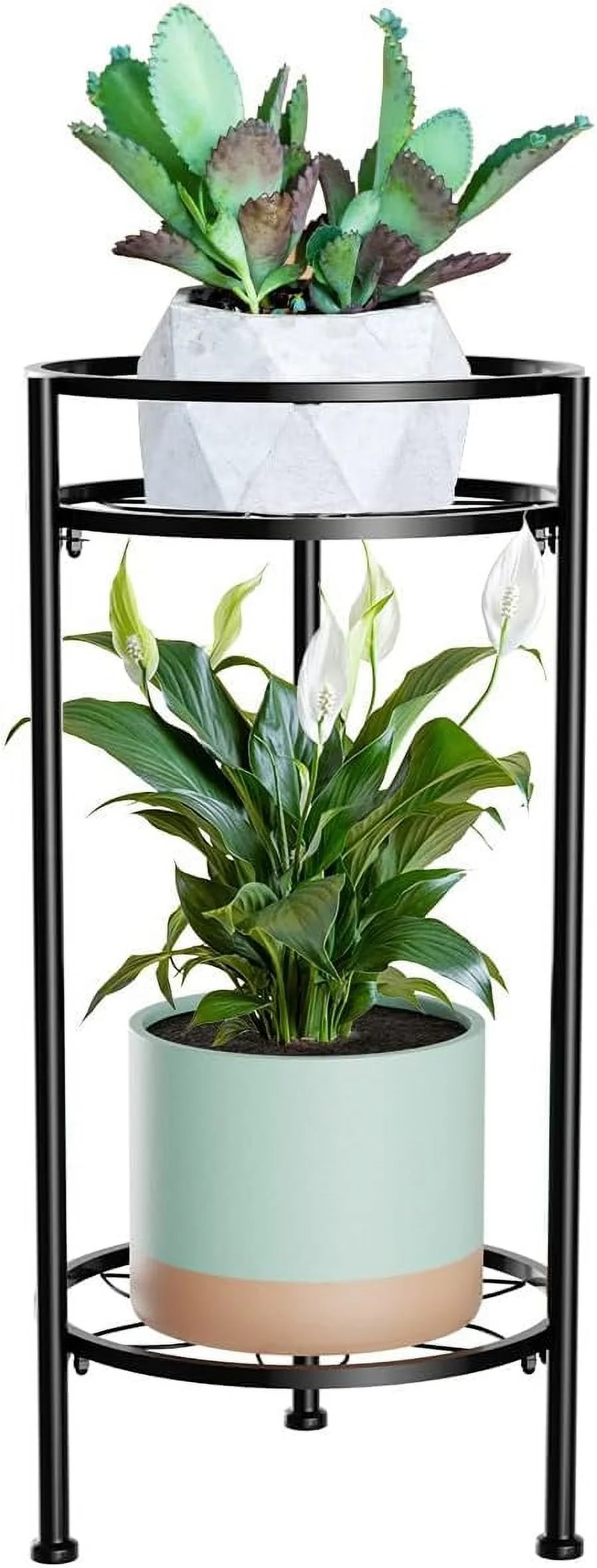 Plant Stand Indoor,2 Tier Metal Plant Stand 23.5'' Tall Heavy Duty Sturdy Plant Shelf Holder,Rustproof Decorative Plant Stands Outdoor for Corner Garden Patio Livingroom Balcony