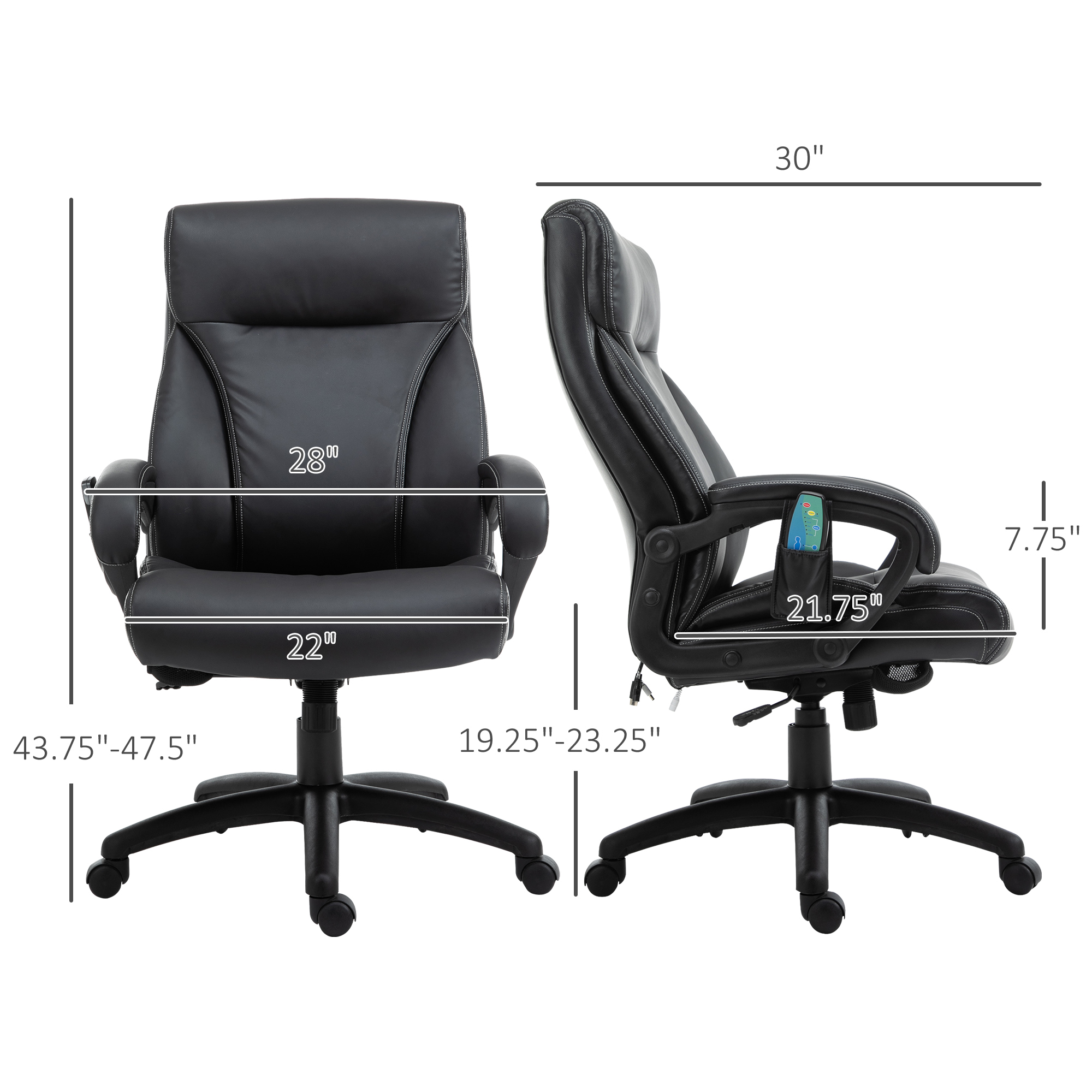 Vinsetto PU Leather 6-Point Massage Office Chair, Black