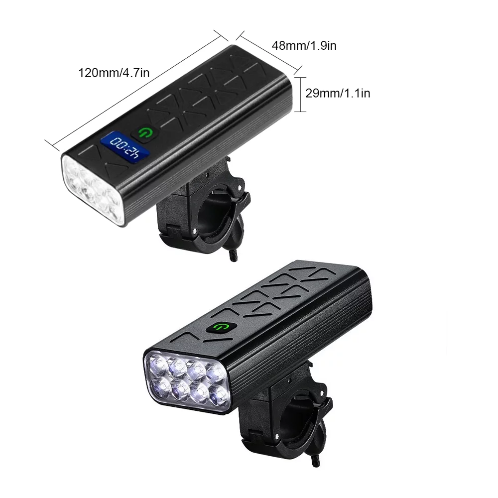 Anself Waterproof Bike Light Front Headlight 8LED High Brightness, Rechargeable Cycling Light, 9600mAh Bank