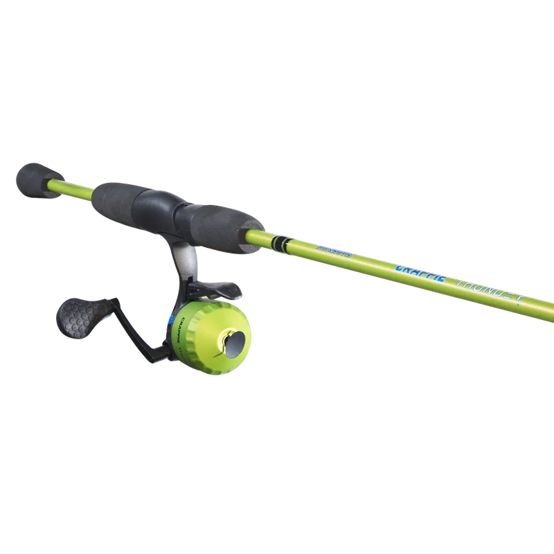 Lew's Crappie Thunder Underspin Reel and Fishing Rod Combo, 6-Foot 6-Inch 2-Piece Rod, Green