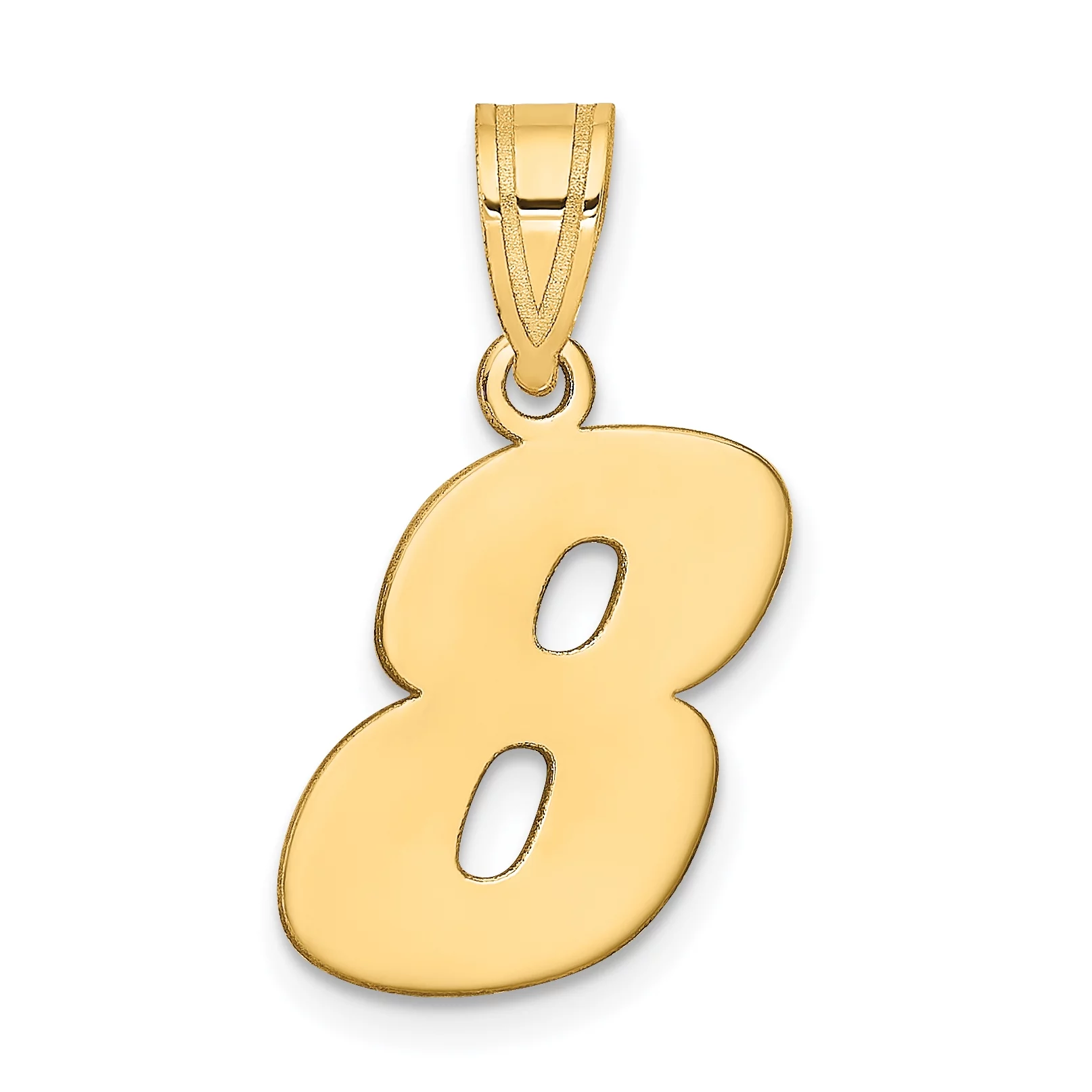 Carat in Karats 14K Yellow Gold Polished Block Number 8 Pendant Charm (18.1mm x 14.26mm) With 14K Yellow Gold Lightweight Rope Chain Necklace 20''