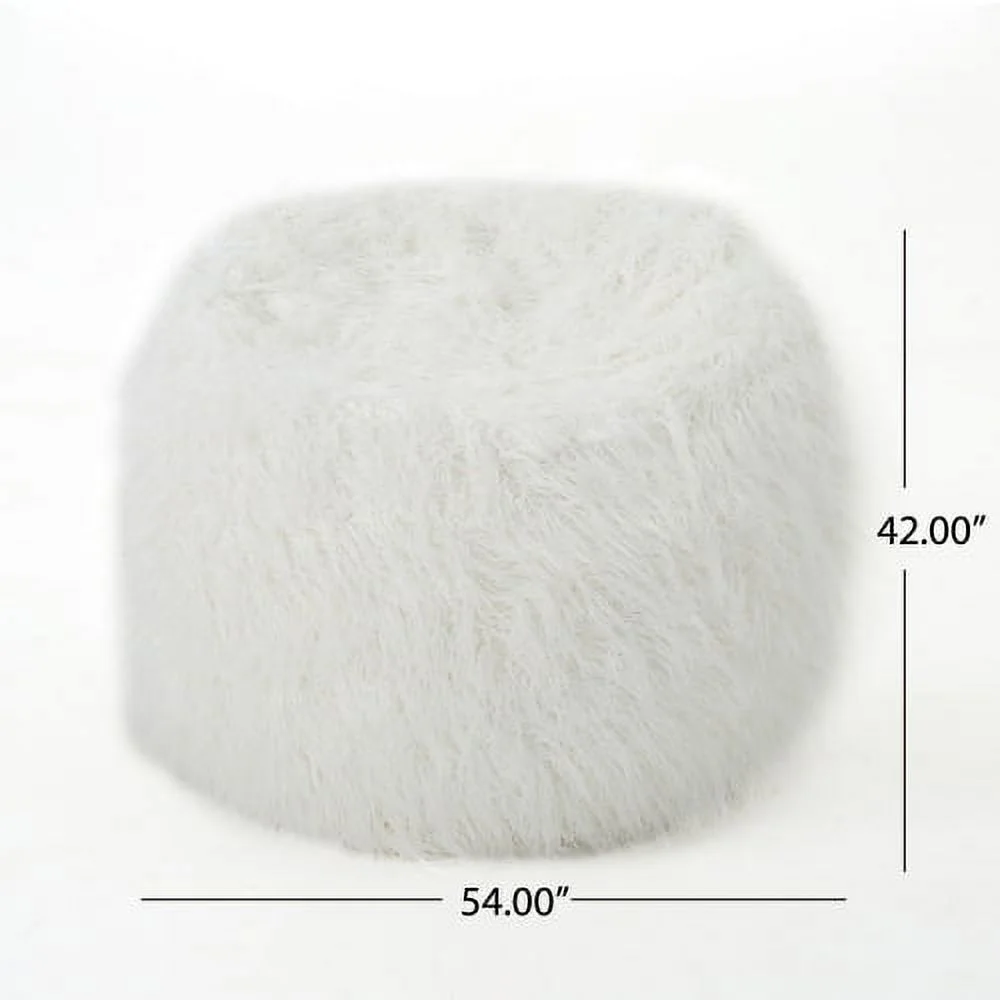 JHOOTUUO Mahin 5 Foot Rounded Faux Fur Bean Bag  Lavender