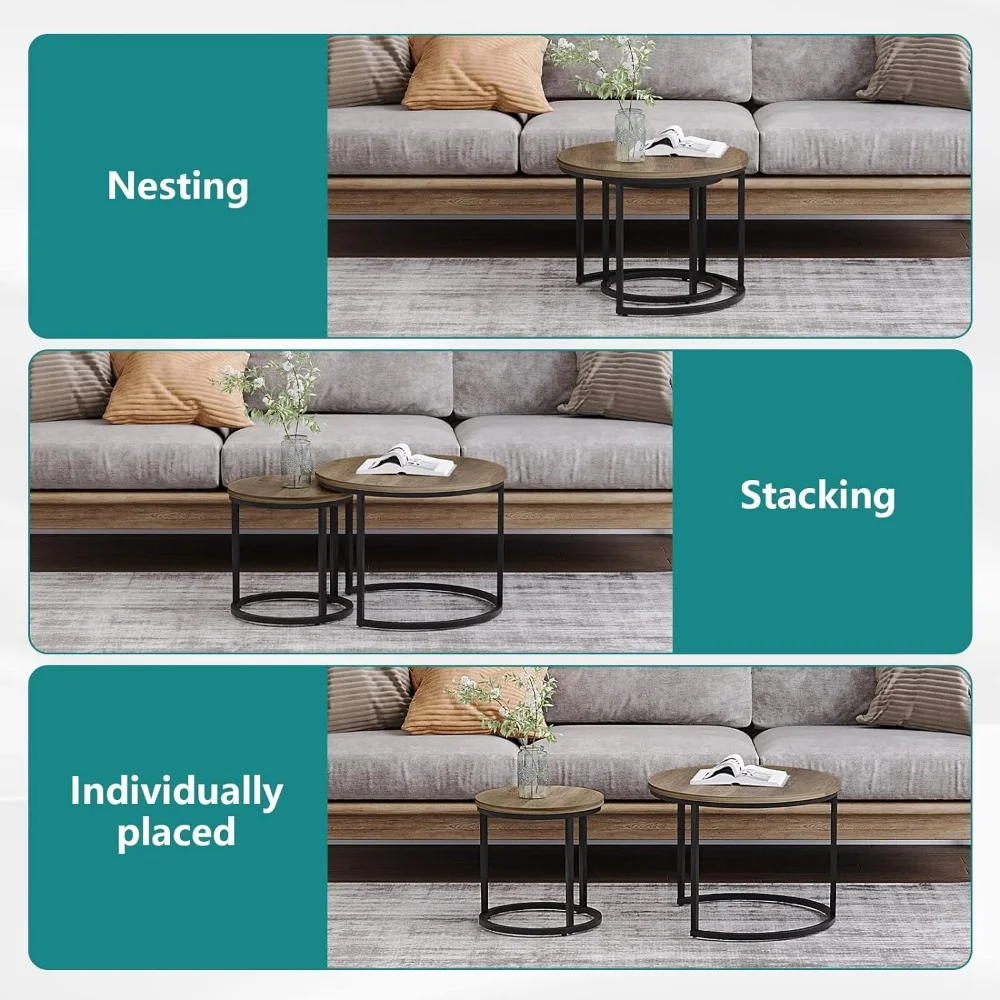 Nesting Coffee Table Set of 2, 23.6
