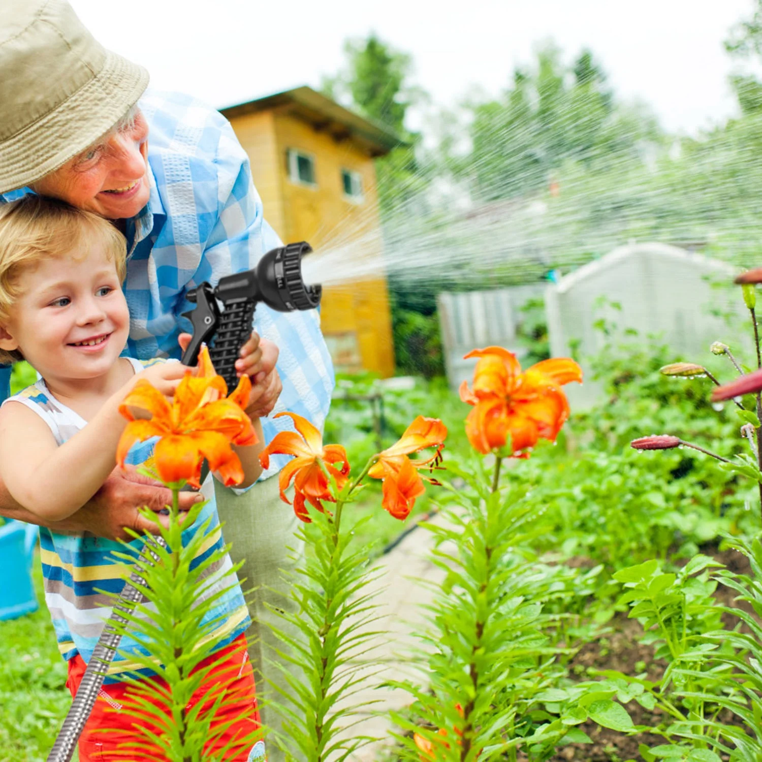 Heavy Duty Stainless Steel Garden Hose Set iMounTEK Garden Watering Kit w/ 2 Nozzles 12 Patterns