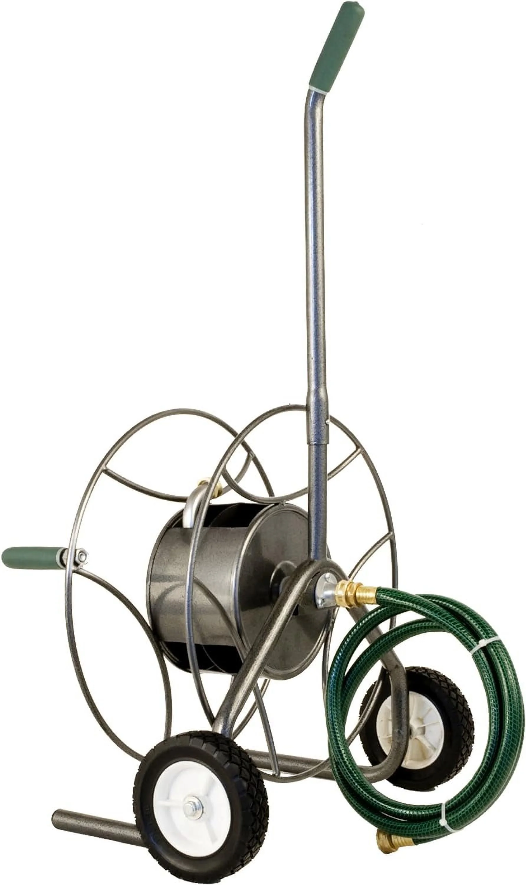 Compact Hose Reel Cart With Wheels Heavy Duty 100 Foot Metal Hose Reel Suitable For Gardens, Lawns, And Outdoor - IHTC-1