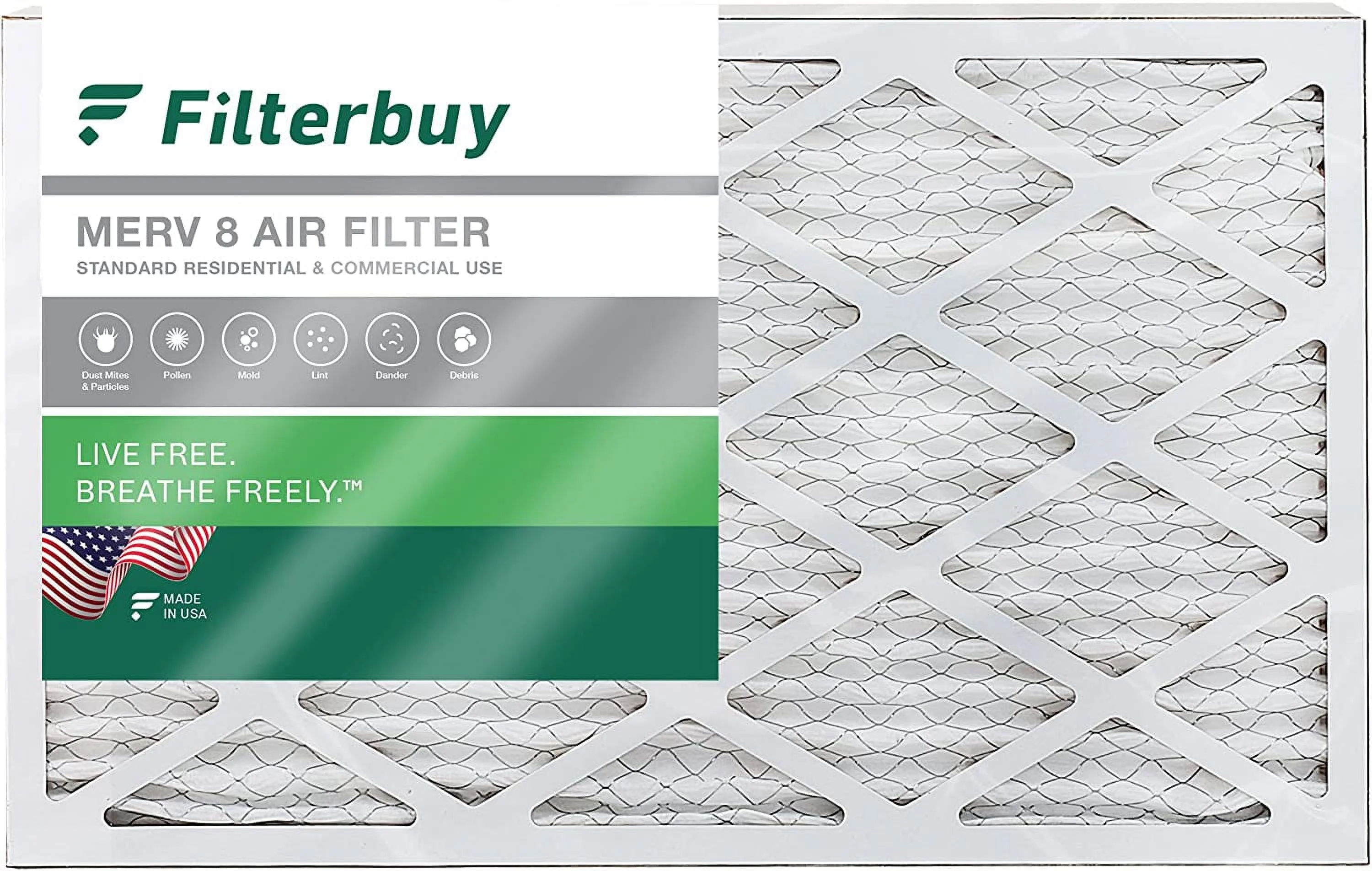 Filterbuy 15x30x1 MERV 8 Pleated HVAC AC Furnace Air Filters (1-Pack)
